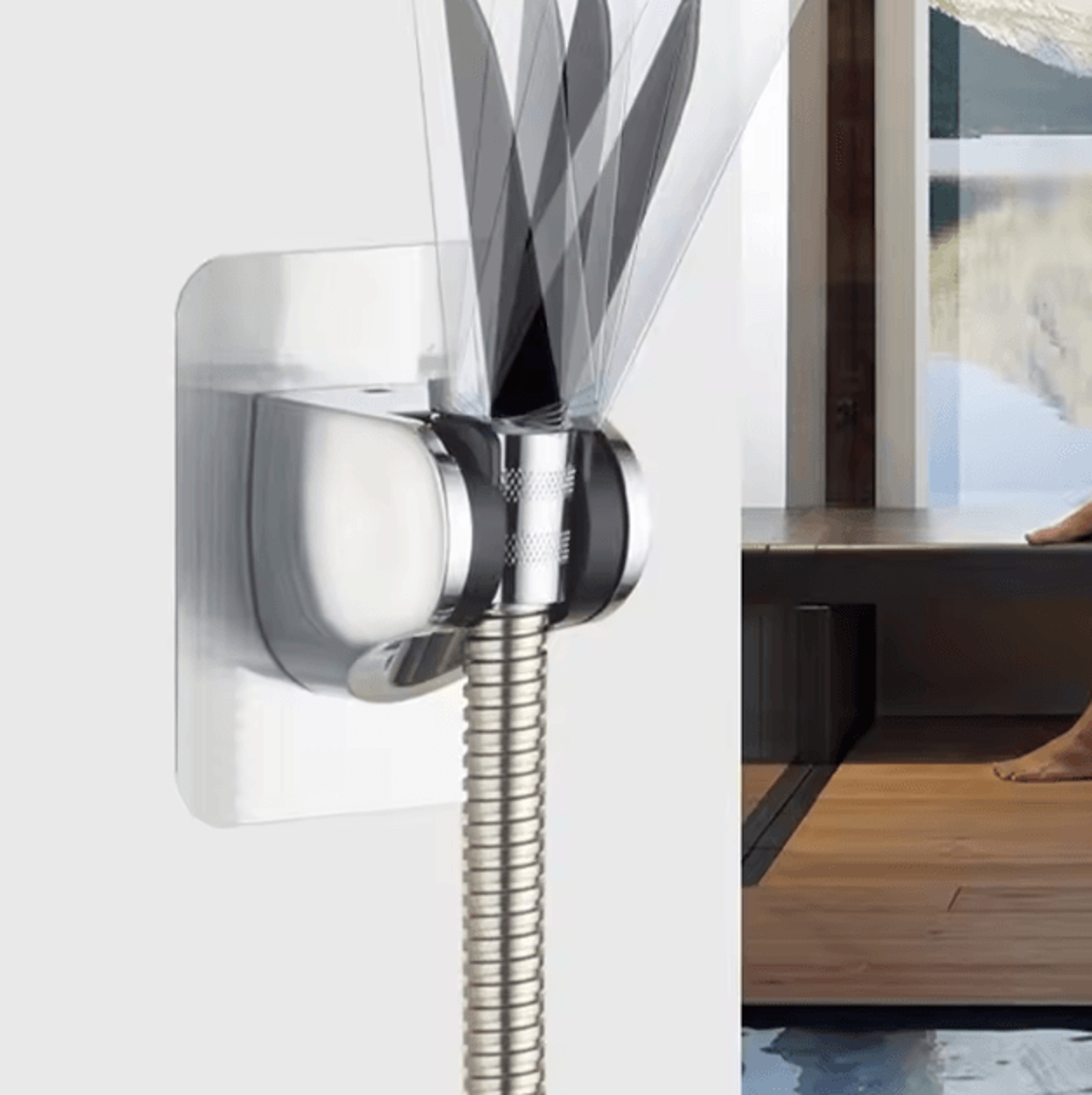 FlexMount Universal Adhesive Shower Head Holder Adjustable NoDrill Bracket 1