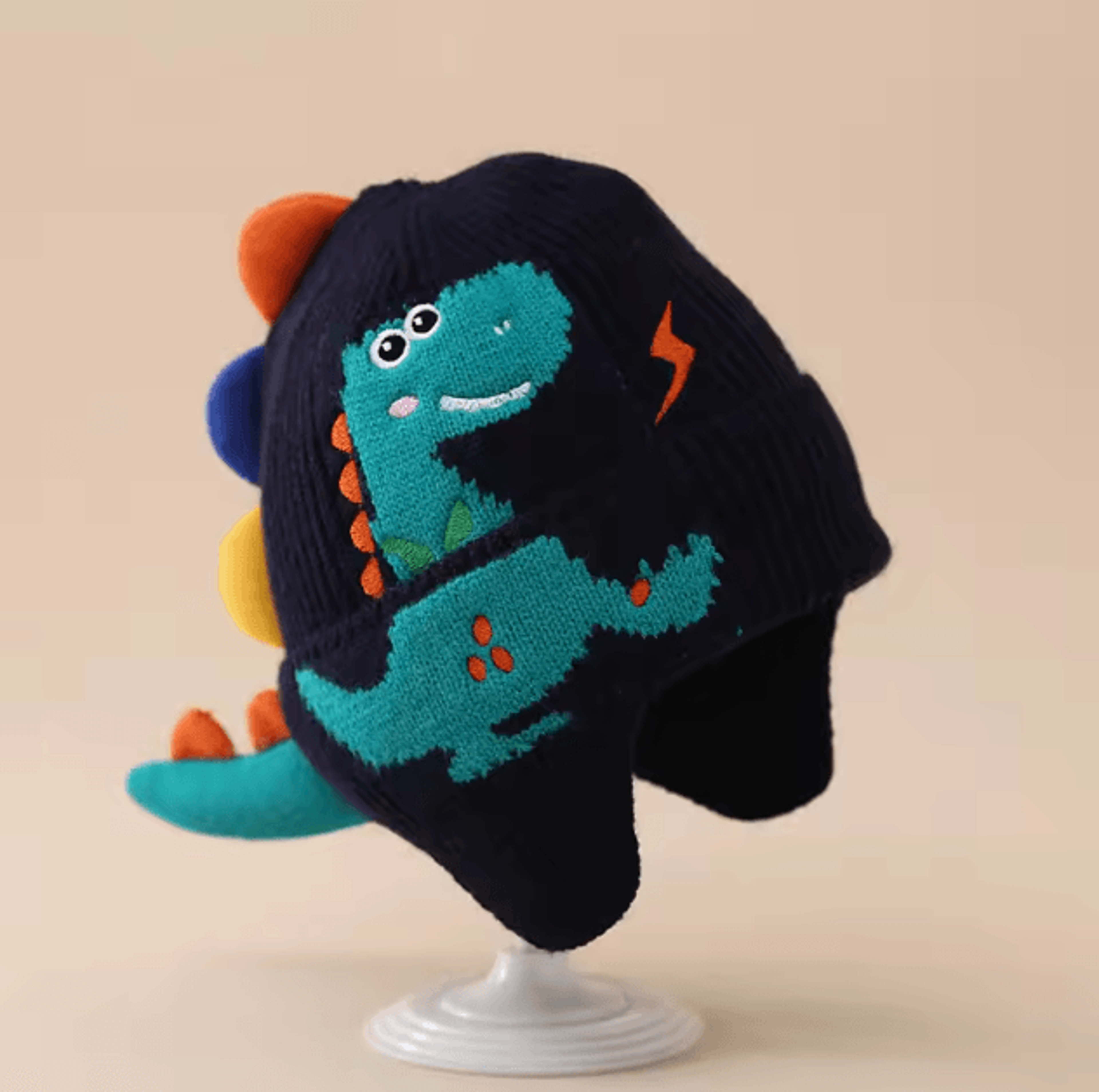 DinoWarm Kids Winter Balaclava Hat  Plush Ear Protection Cartoon Beanie 5