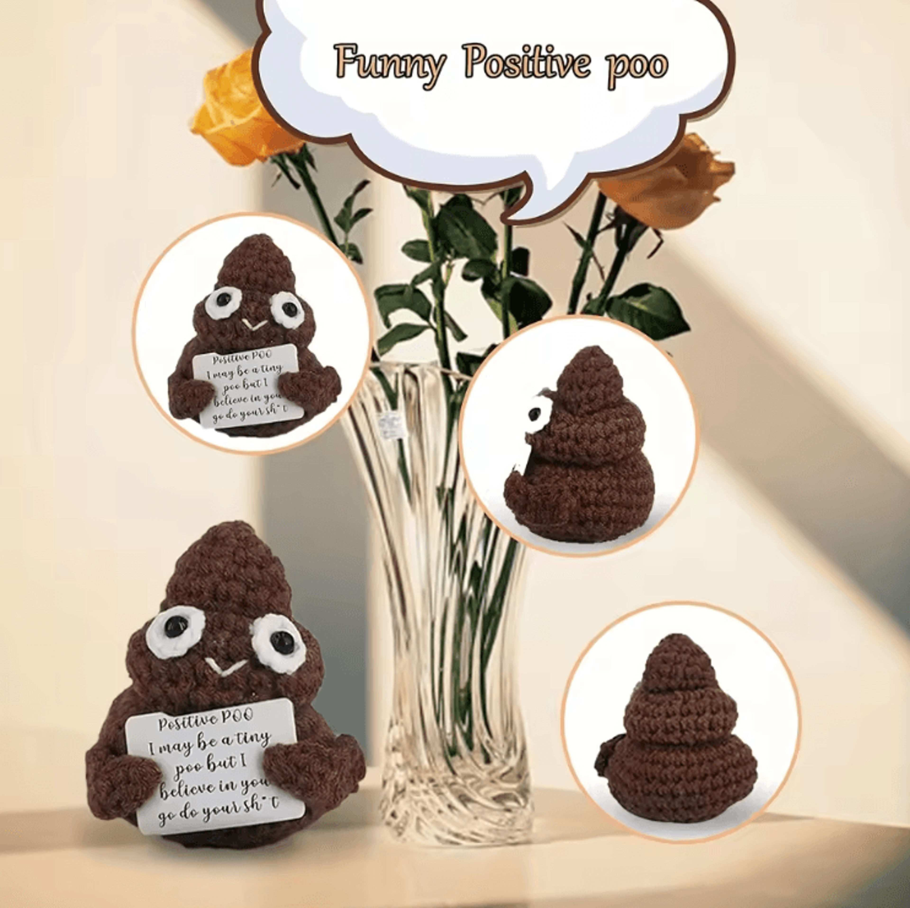 PosiPal Crochet Doll  Mini Emotional Support Plush With Positive Card 1