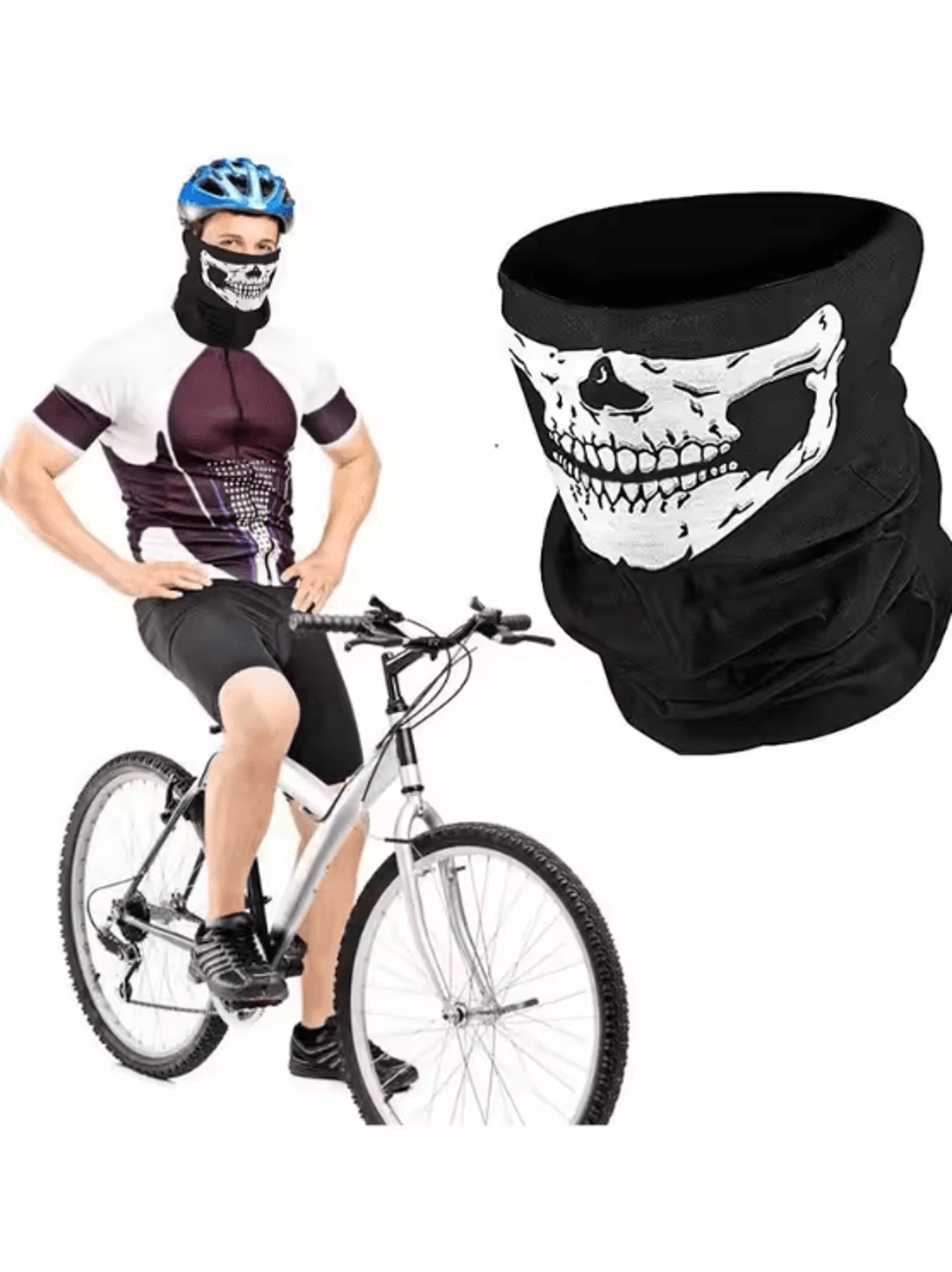 Breathable Skull Balaclava Face Mask Seamless Neck Gaiter Headwear 2