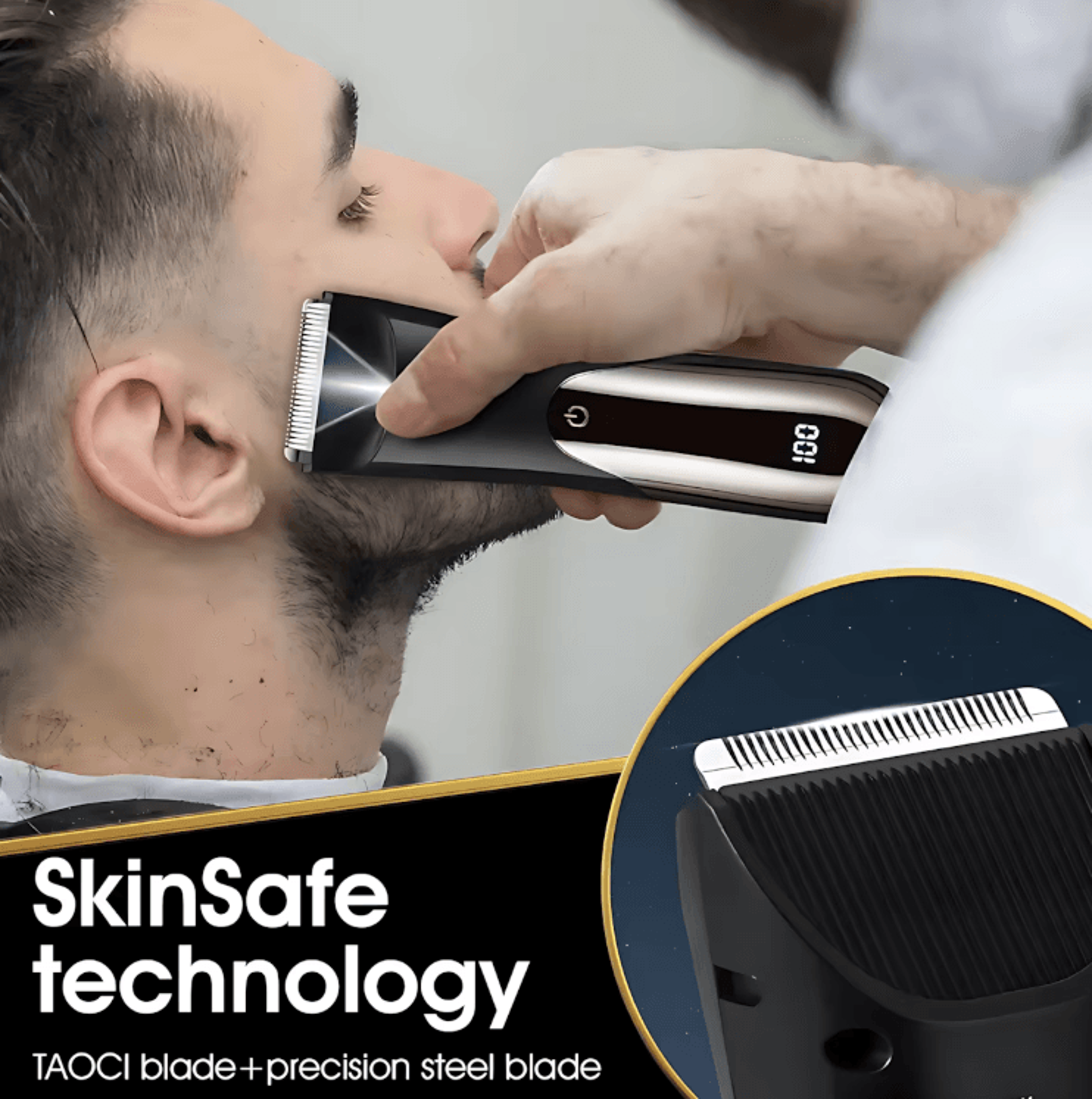 USB Rechargeable Electric Beard Trimmer LCD Display Precision Shaver For Men 1