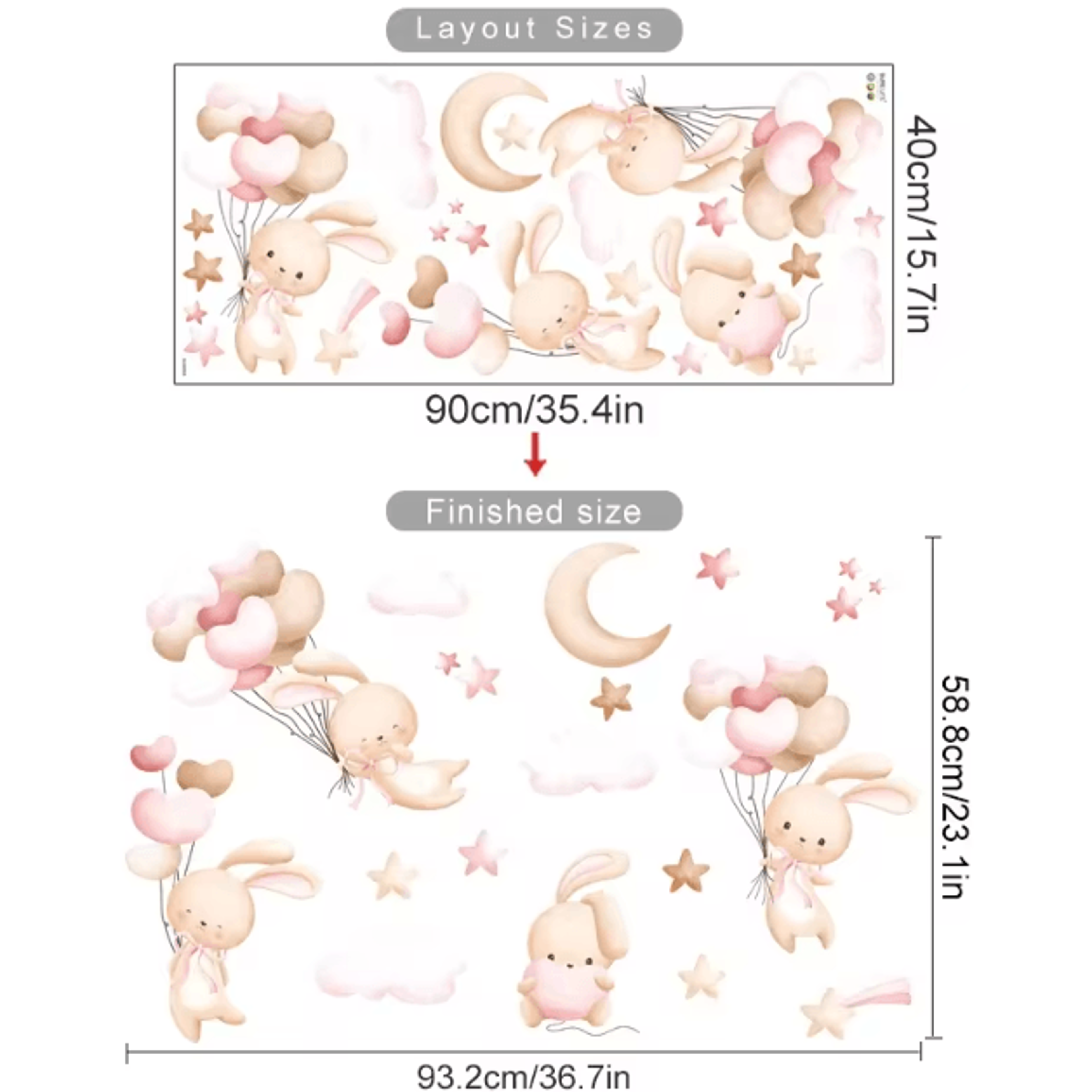 Pink Cartoon Bear Wall Stickers  Cute Nursery Wall Decals For Kids Room  Baby Decor 4