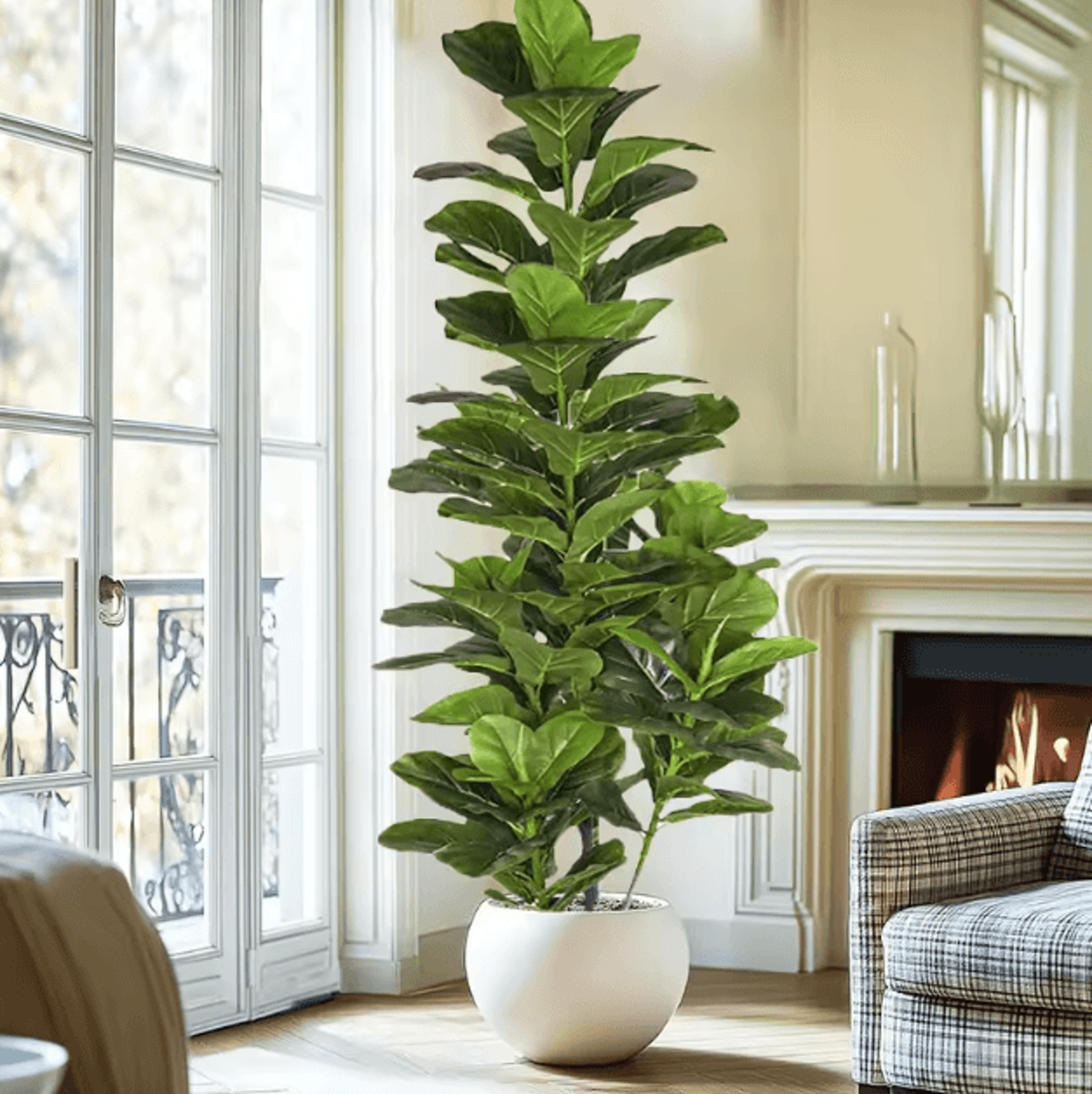 150CM Artificial Fiddle Leaf Fig Tree With Pot  Realistic Faux Indoor Plant For Home  Office Decor 0