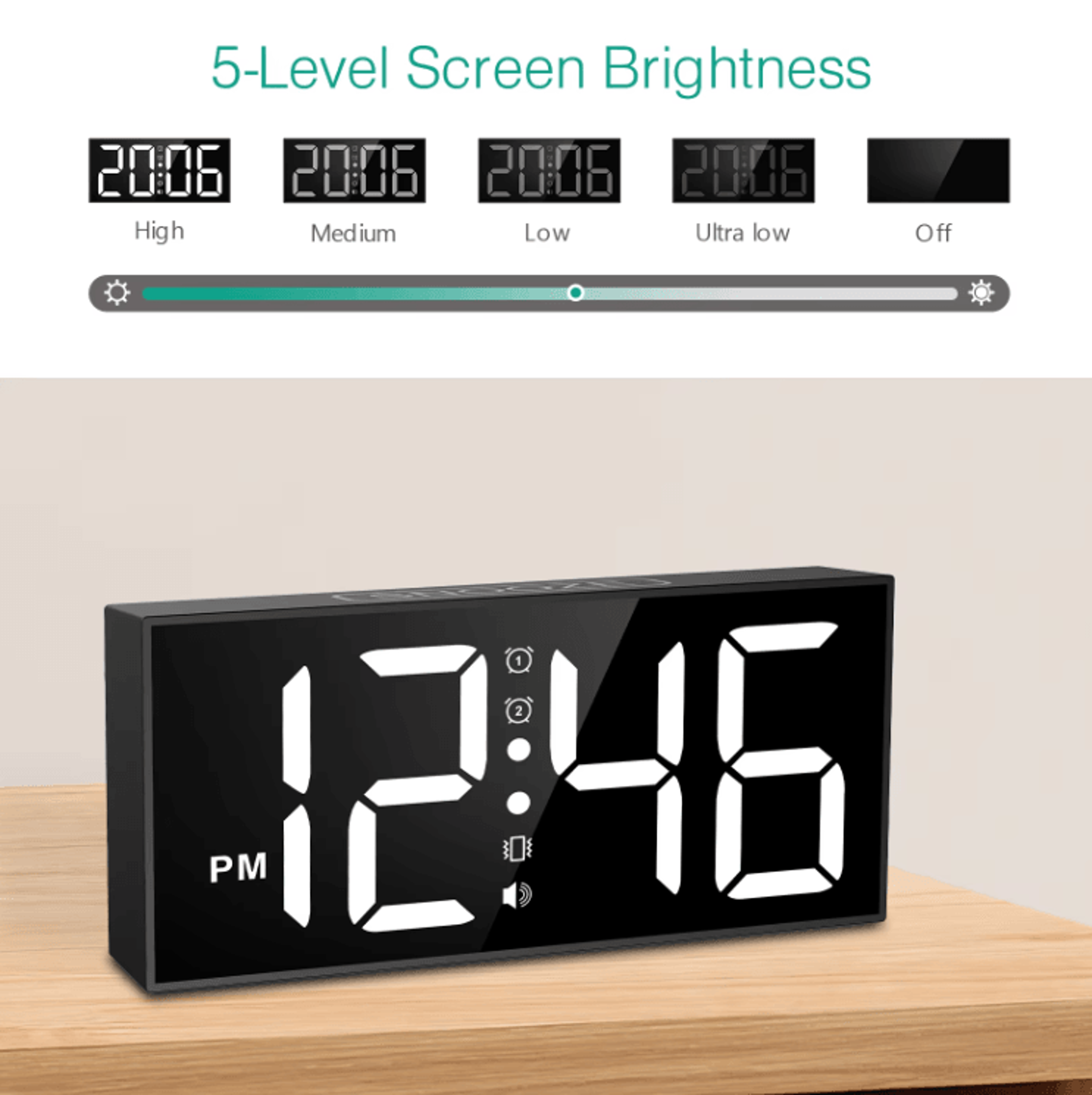 ORIA Vibrating Alarm Clock With Bed Shaker  Loud LED Digital Clock For Heavy Sleepers  Hearing Impa 1