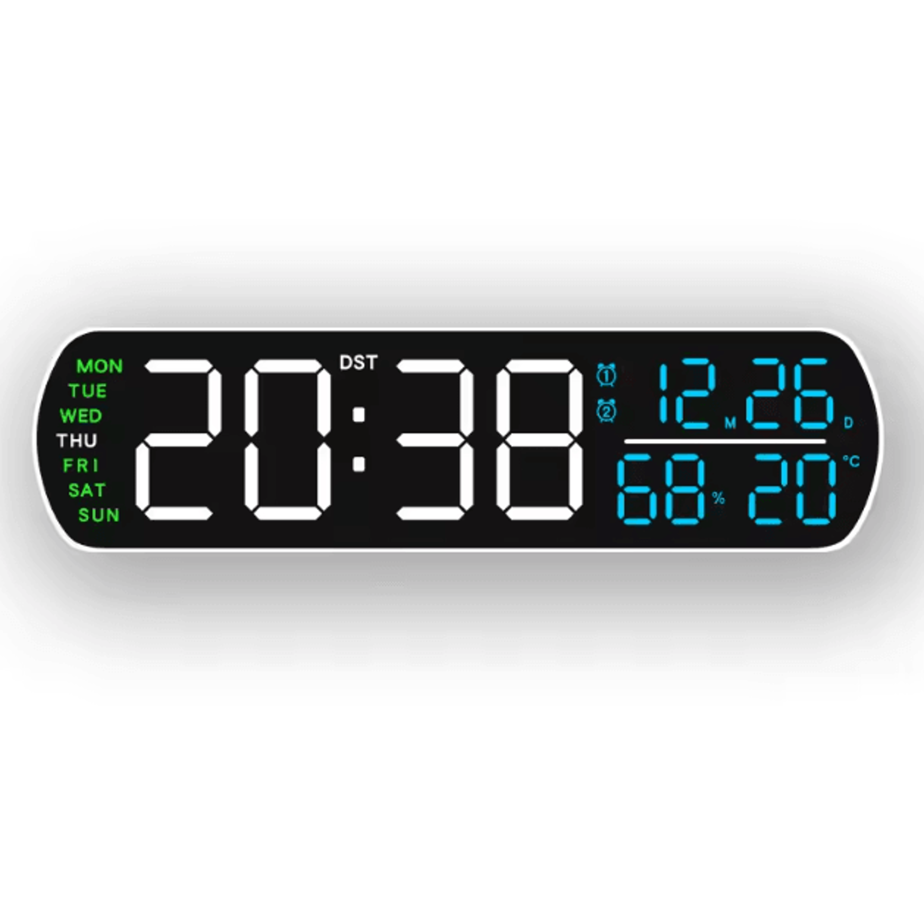 Smart LED Digital Alarm Clock With Temperature Humidity  Auto Dimming Display 10
