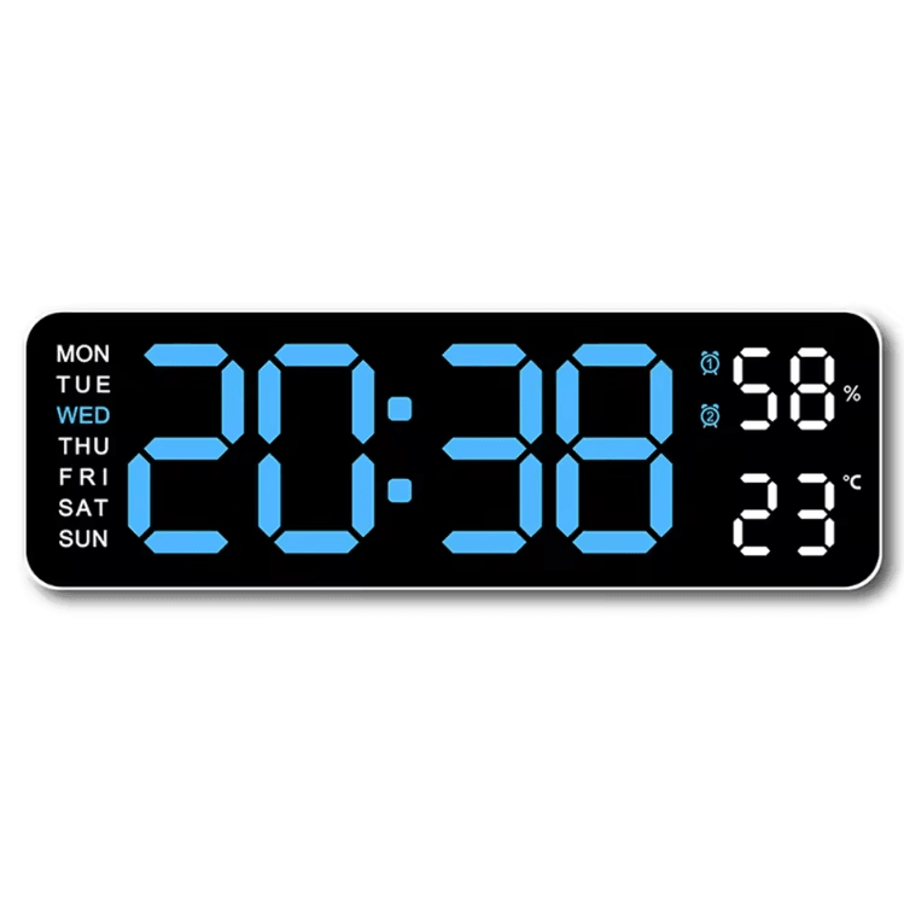 Large LED Digital Wall Clock With Temperature Humidity  Adjustable Brightness Display 3