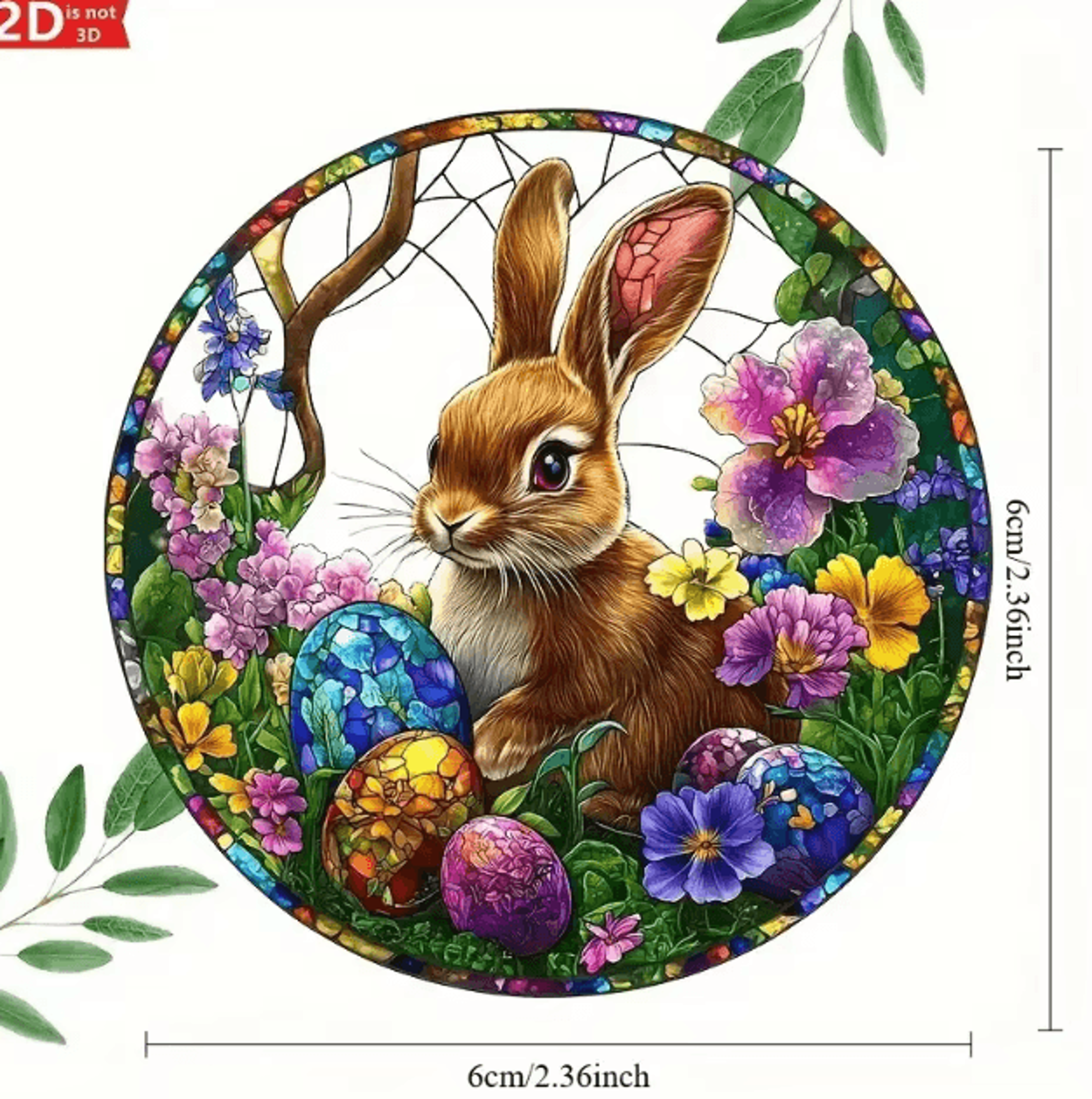 2D Acrylic Easter Bunny Window Hanging  Cute Spring Sun Catcher Decor 2