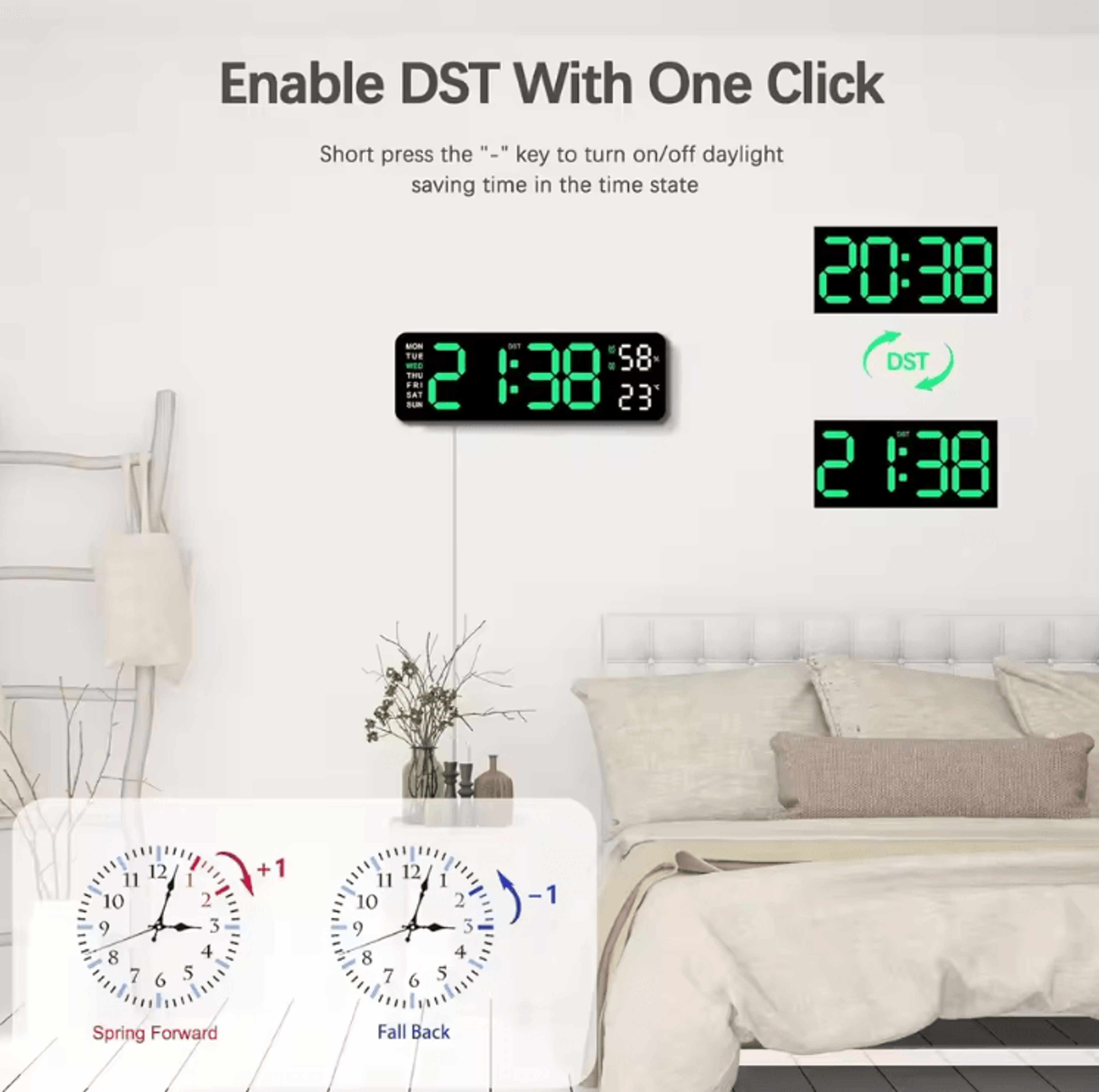 10Inch Smart LED Digital Wall Clock  Minimalist Calendar  Temperature Display 1