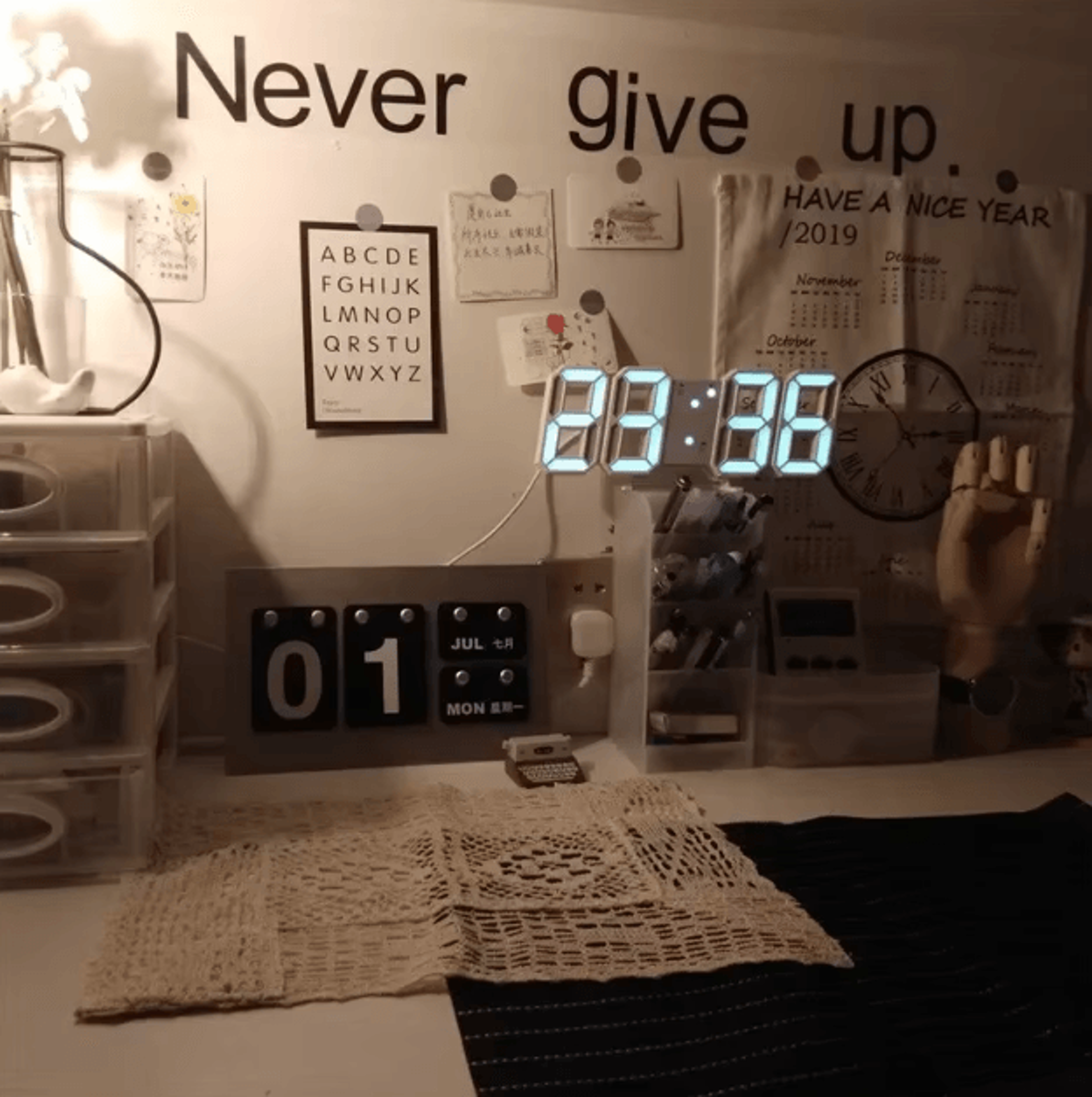 3D LED Digital Wall Clock  Modern Glow Night Mode Clock For Home Decor 0