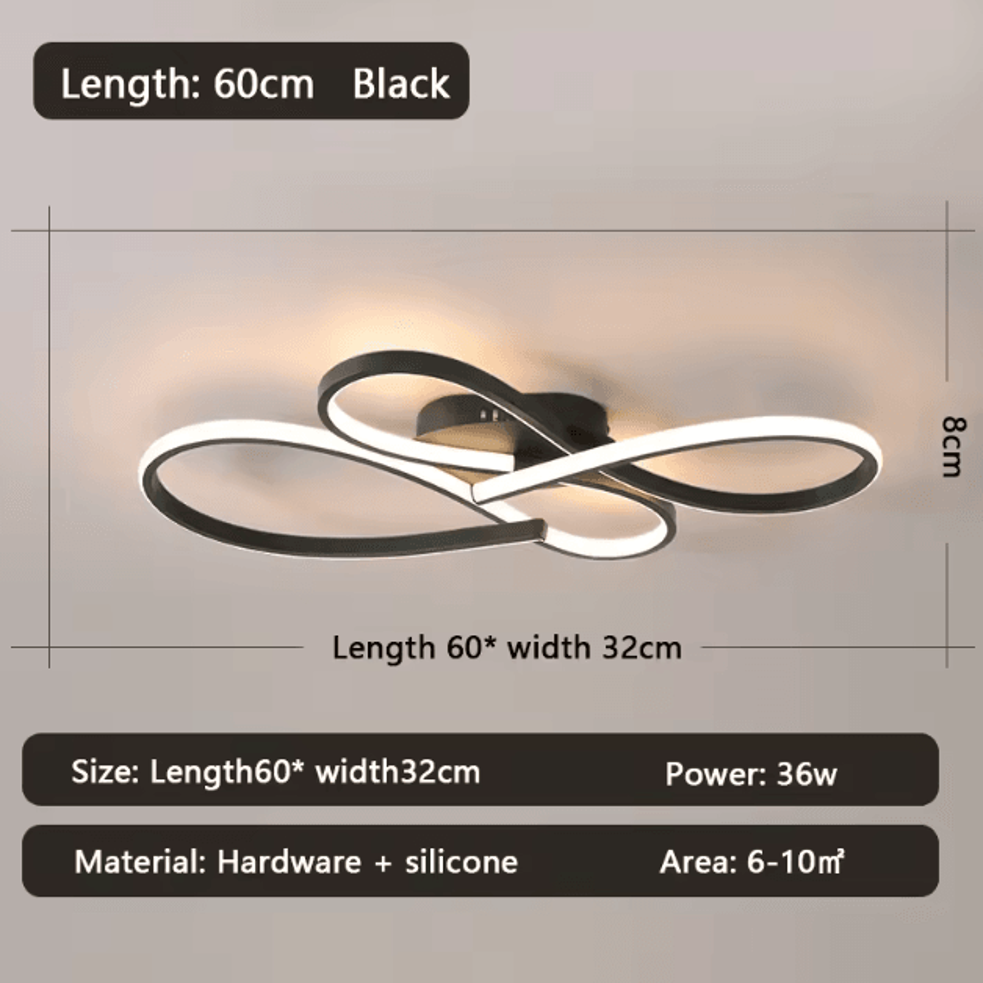Modern LED Ceiling Light Black Minimalist Flush Mount Chandelier 3