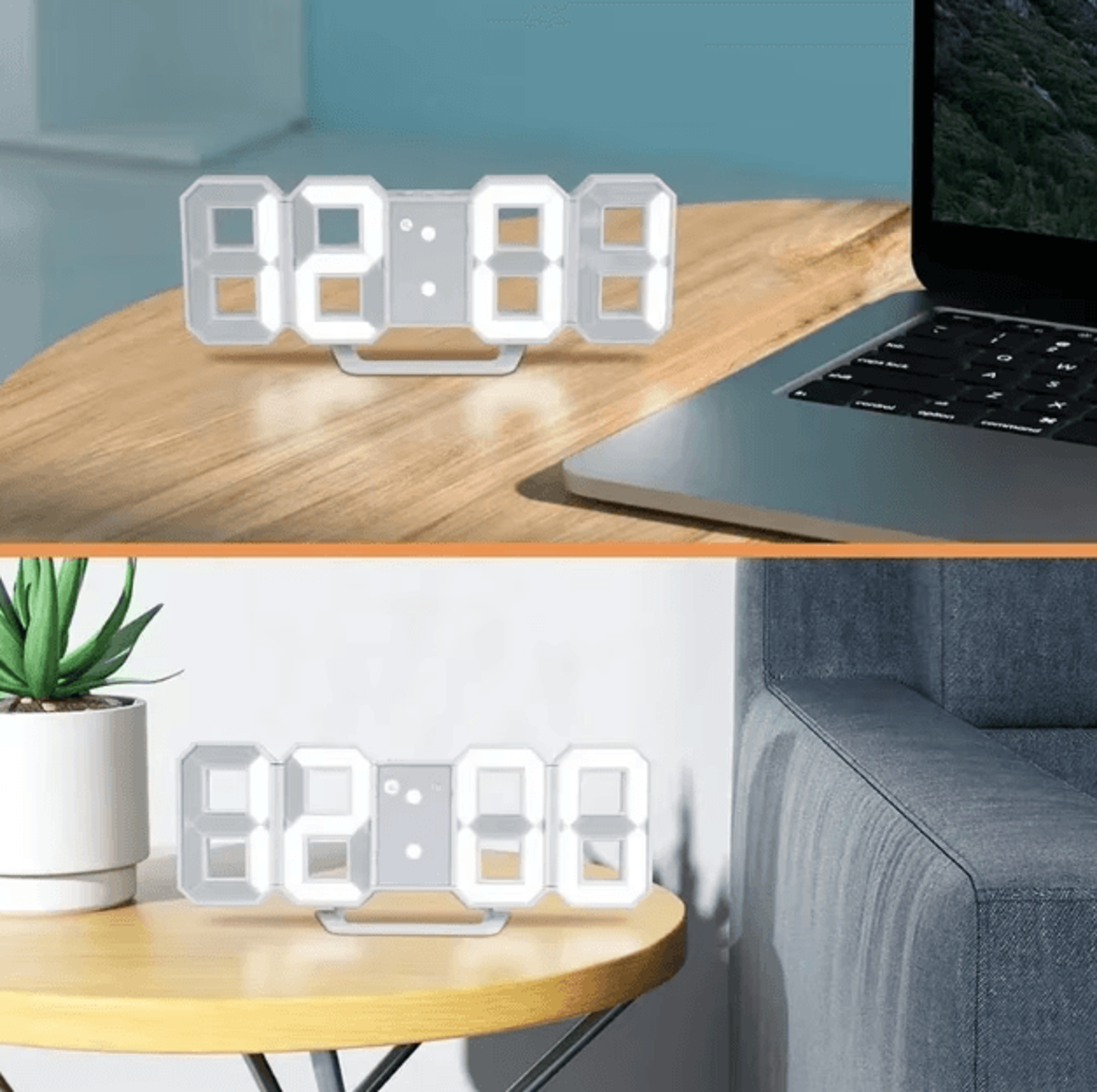 3D LED Digital Wall Clock With Alarm Time Date Temperature Display For Home  Office 1