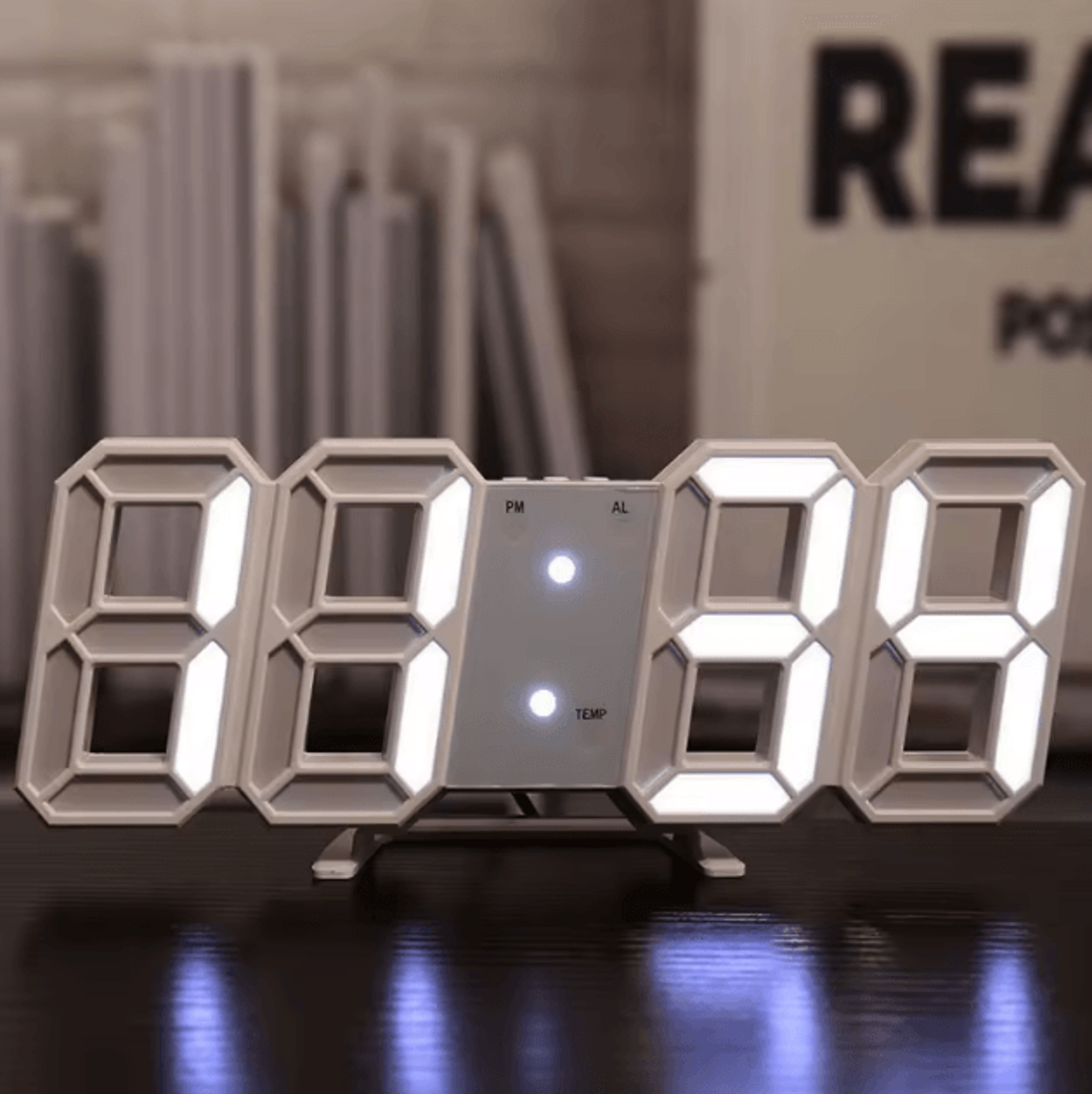 3D LED Voice Activated Digital Clock  Silent Luminous Desk Alarm For Modern Spaces 0