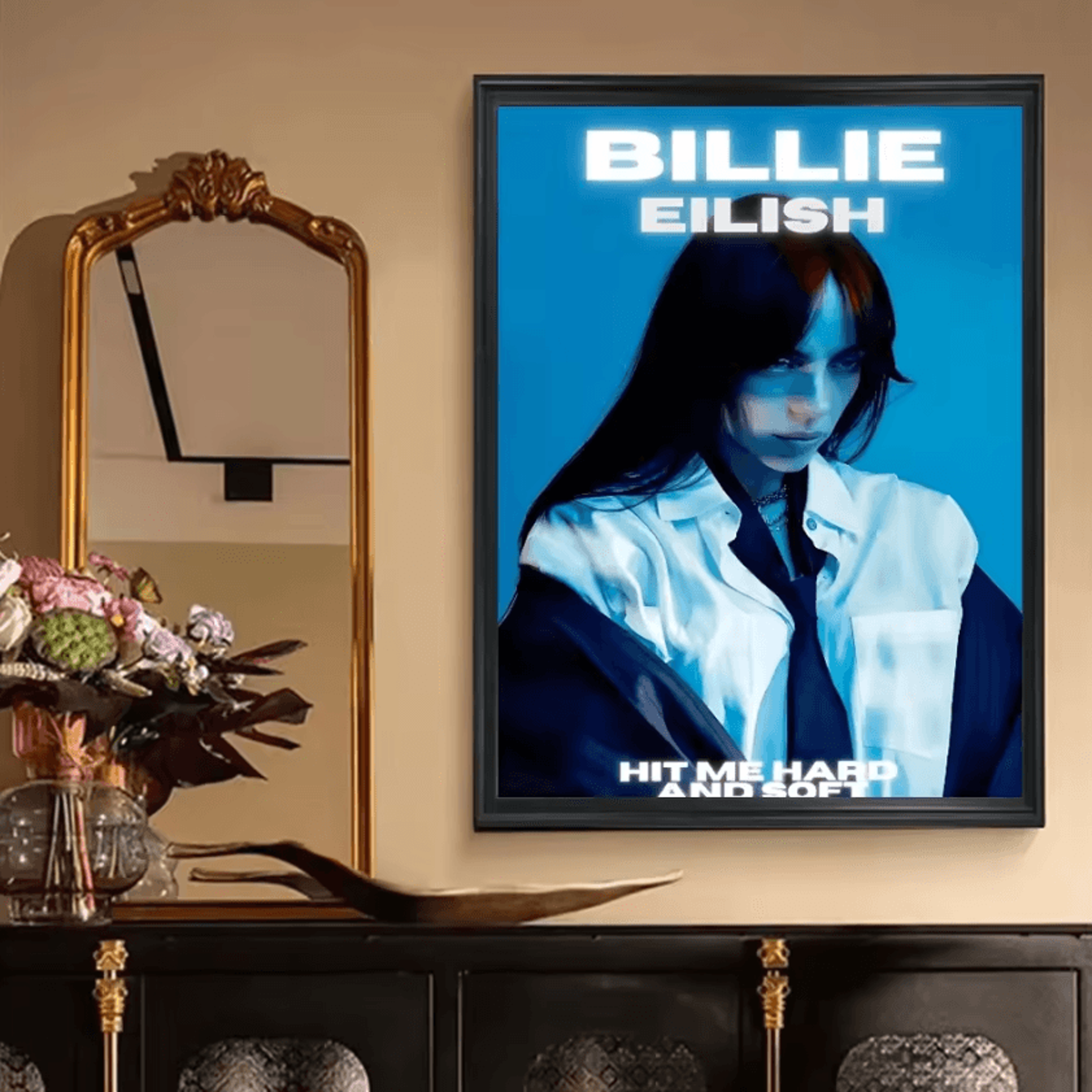billie eilish hit me hard and soft poster – vintage kraft paper aesthetic wall decor
