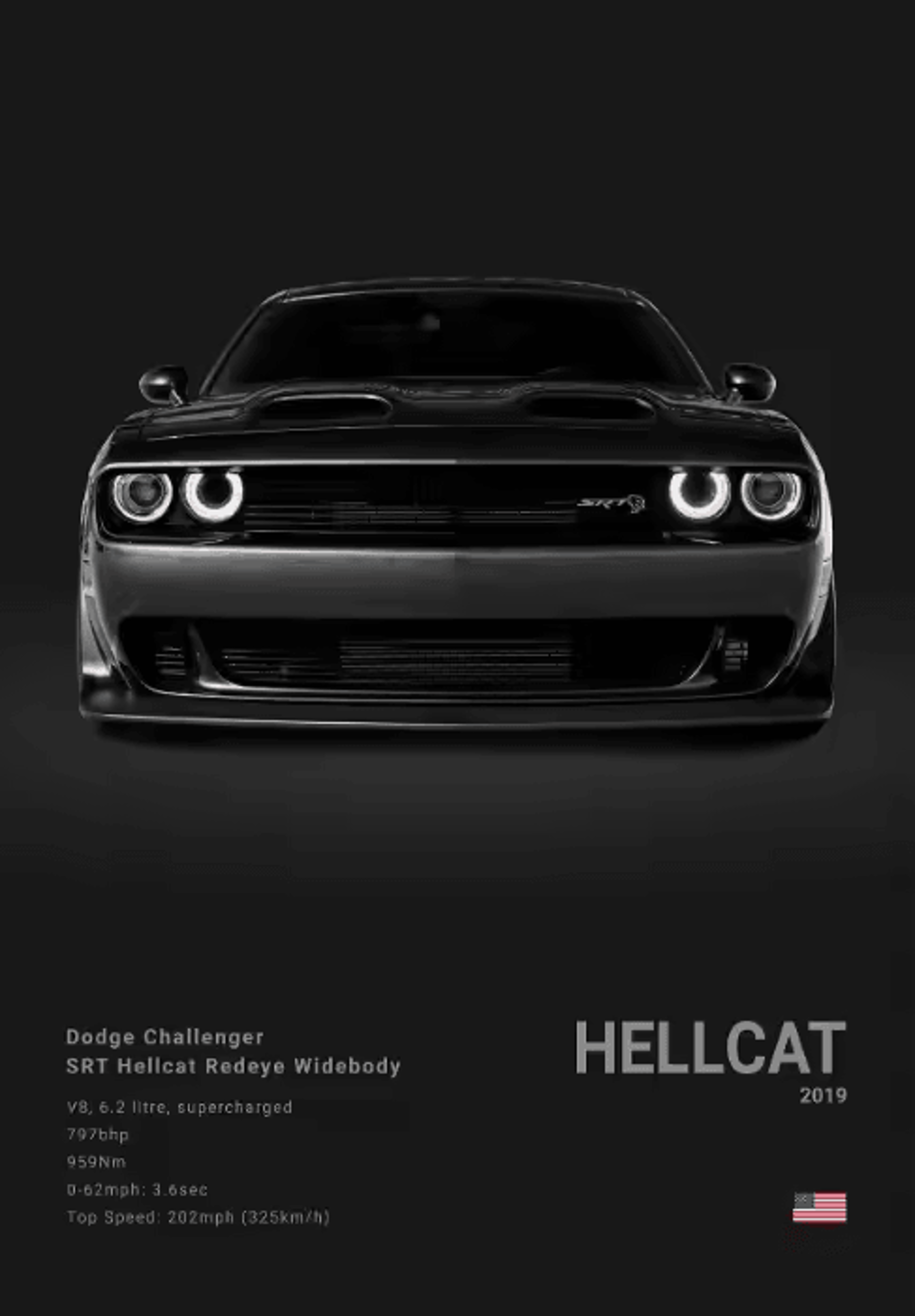 Dodge Challenger SRT Hellcat Redeye Canvas Poster  Modern Muscle Car Wall Art 11