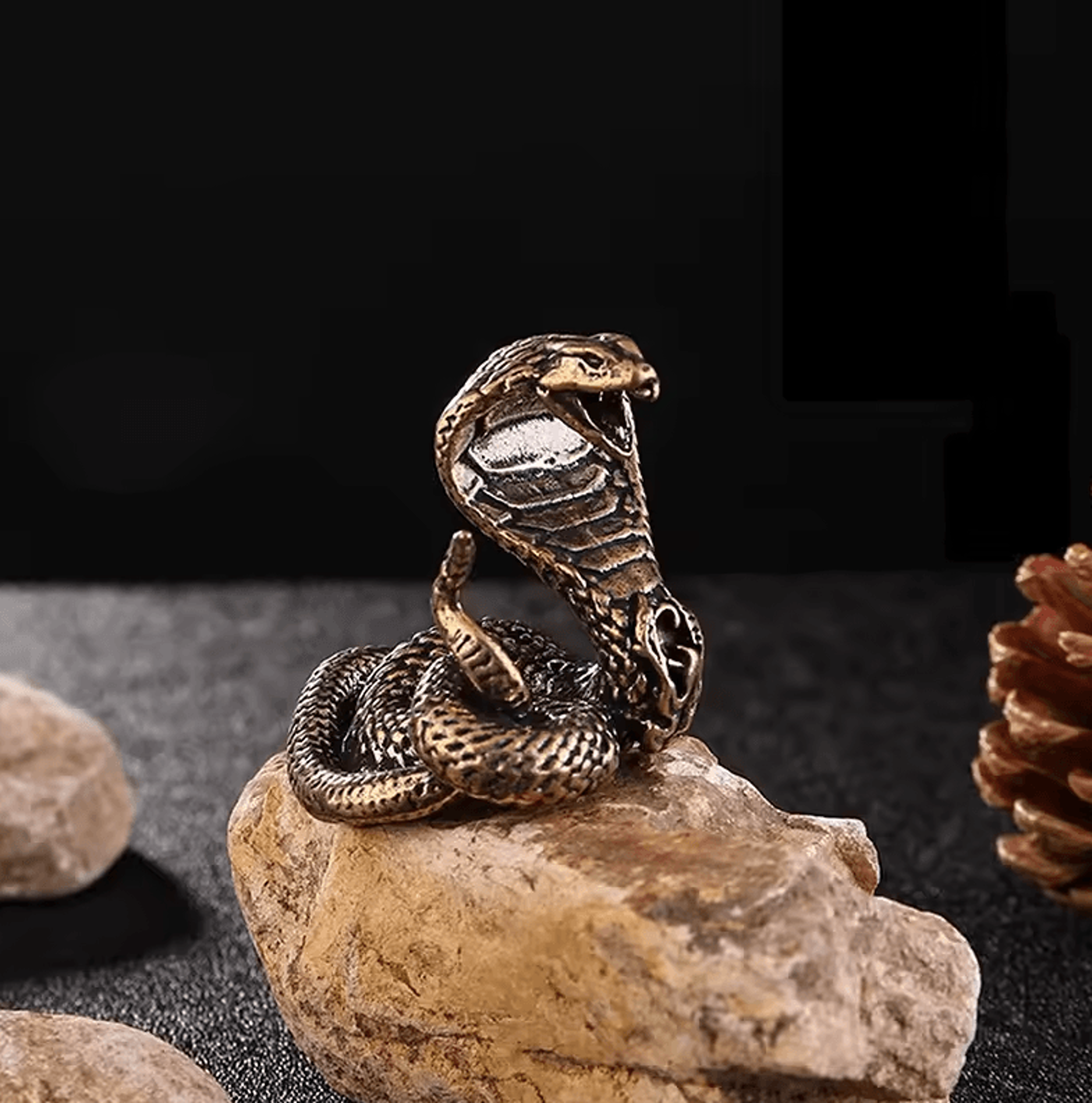 Antique Copper Snake Figurine  Mini Brass Snake Desktop Decor Statue 1