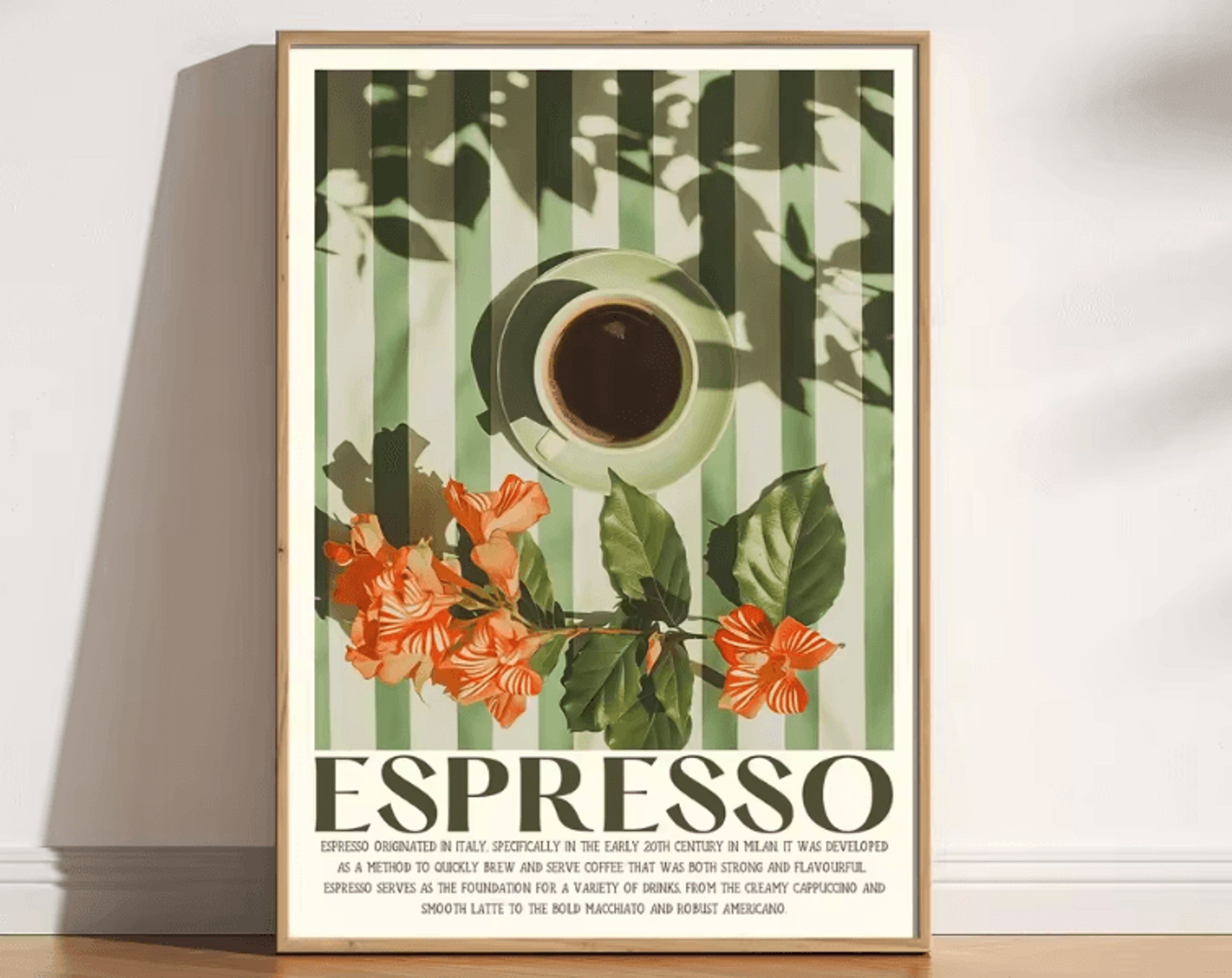 Retro Coffee Canvas Poster  Minimalist Beige Kitchen  Cafe Wall Art 0