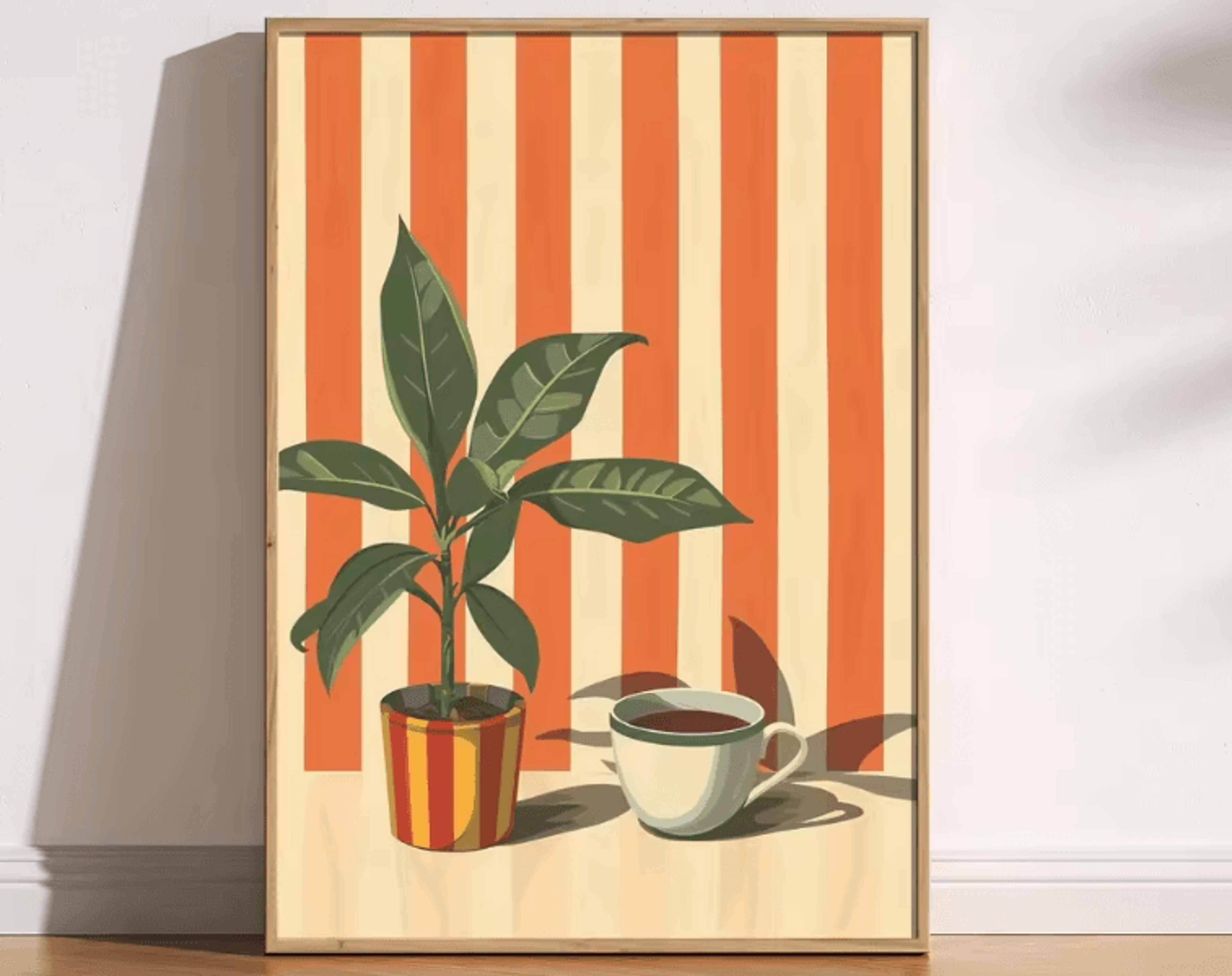 Retro Coffee Canvas Poster  Minimalist Beige Kitchen  Cafe Wall Art 1