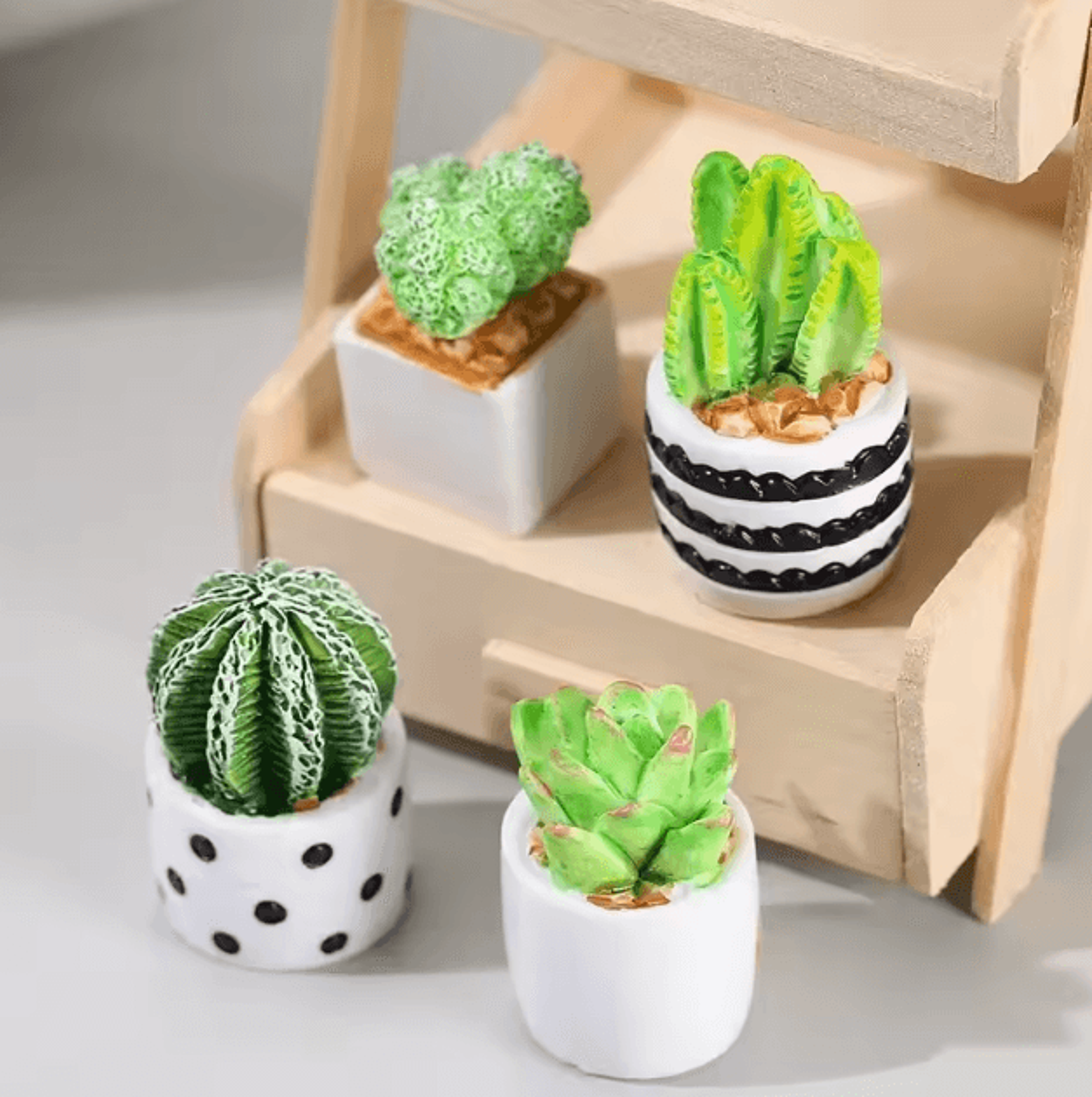 Mini Dollhouse Plant Pot Set 1 12 Scale Miniature Flower Vase Decor Resin Ornament 5