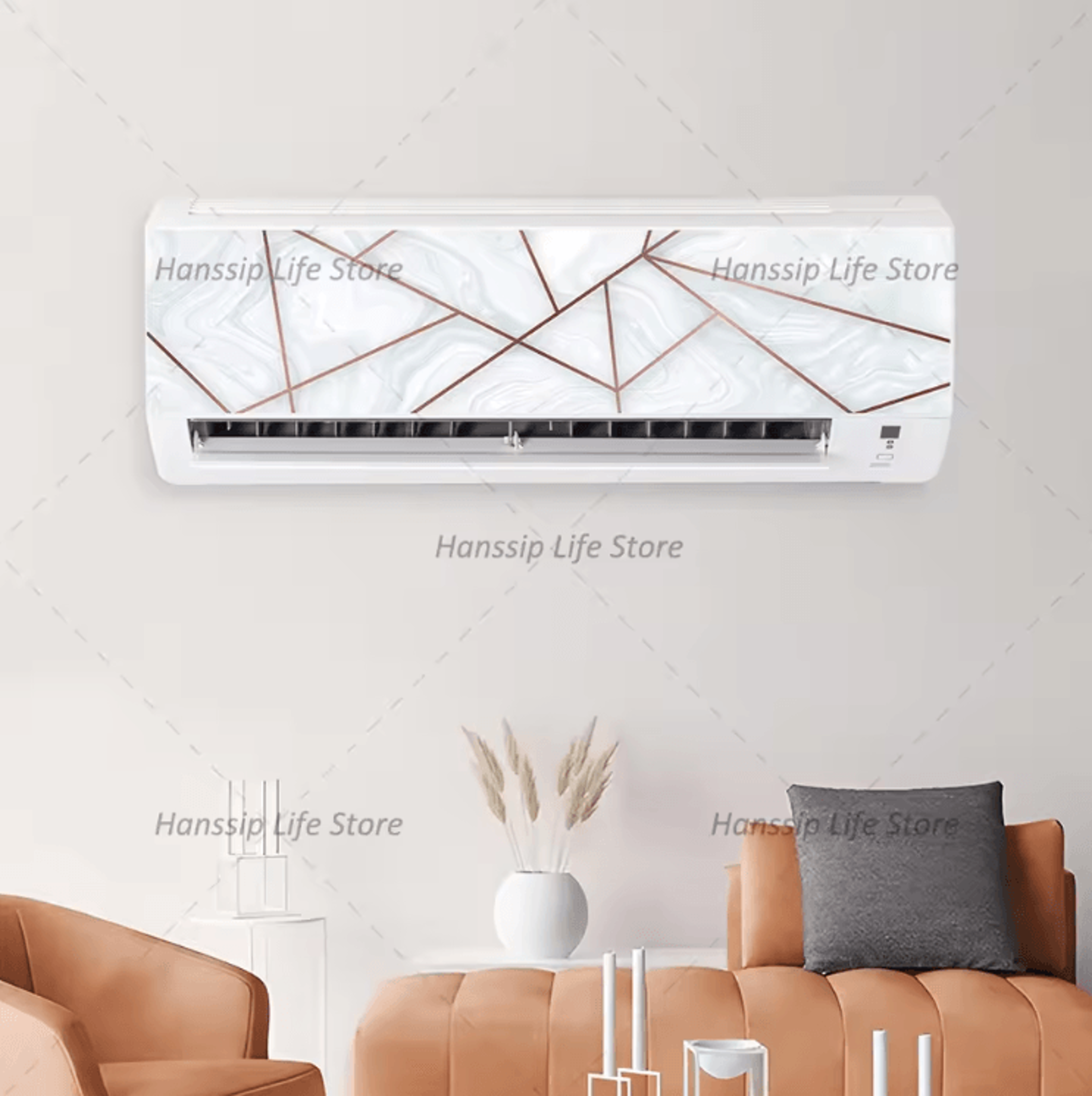 3D Geometric Air Conditioner Sticker Modern AC Panel Wall Decal Abstract Home Decor 6