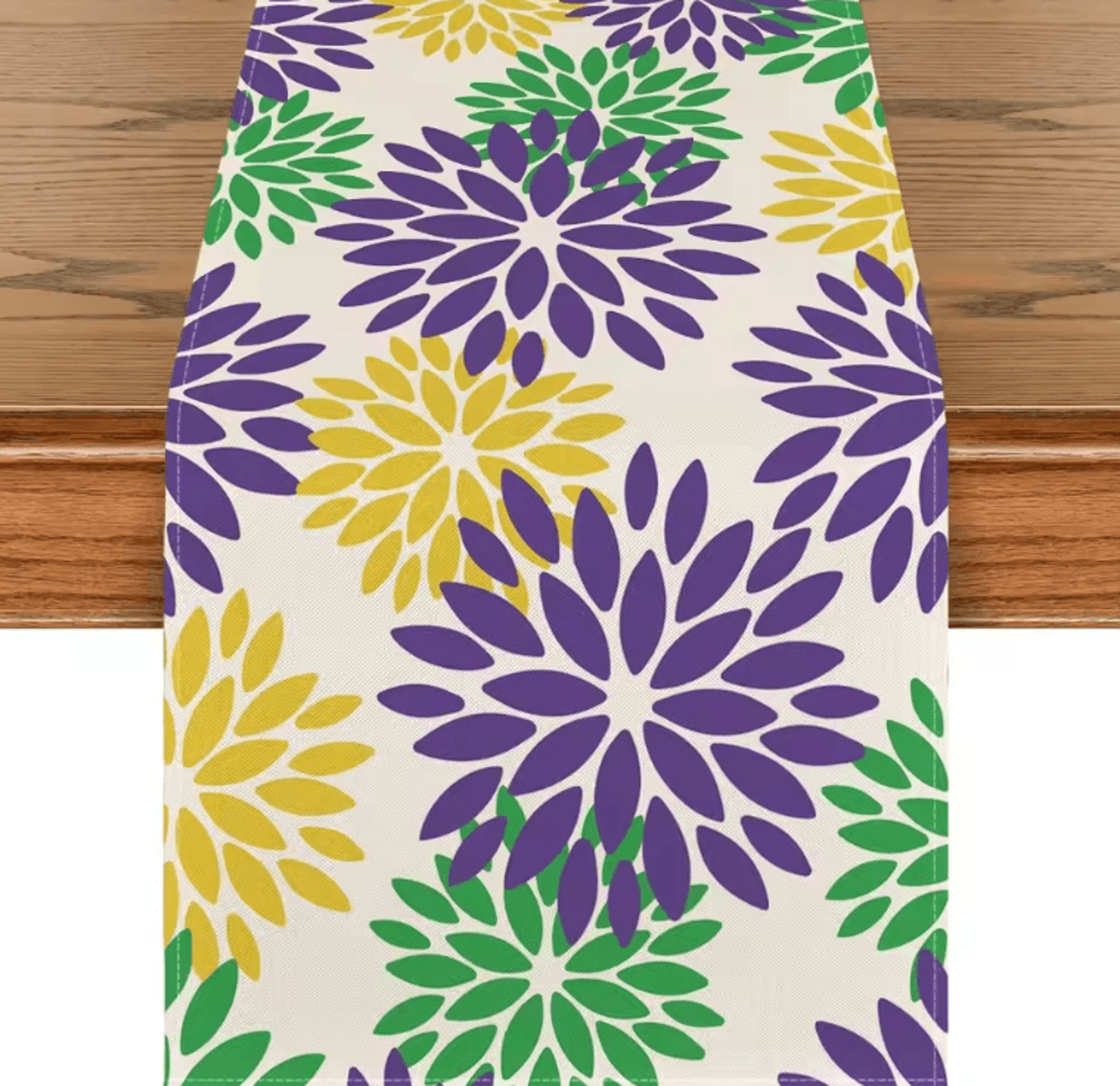 Blue Dahlia Floral Linen Table Runner  Elegant Spring Summer Farmhouse Table Decor 3
