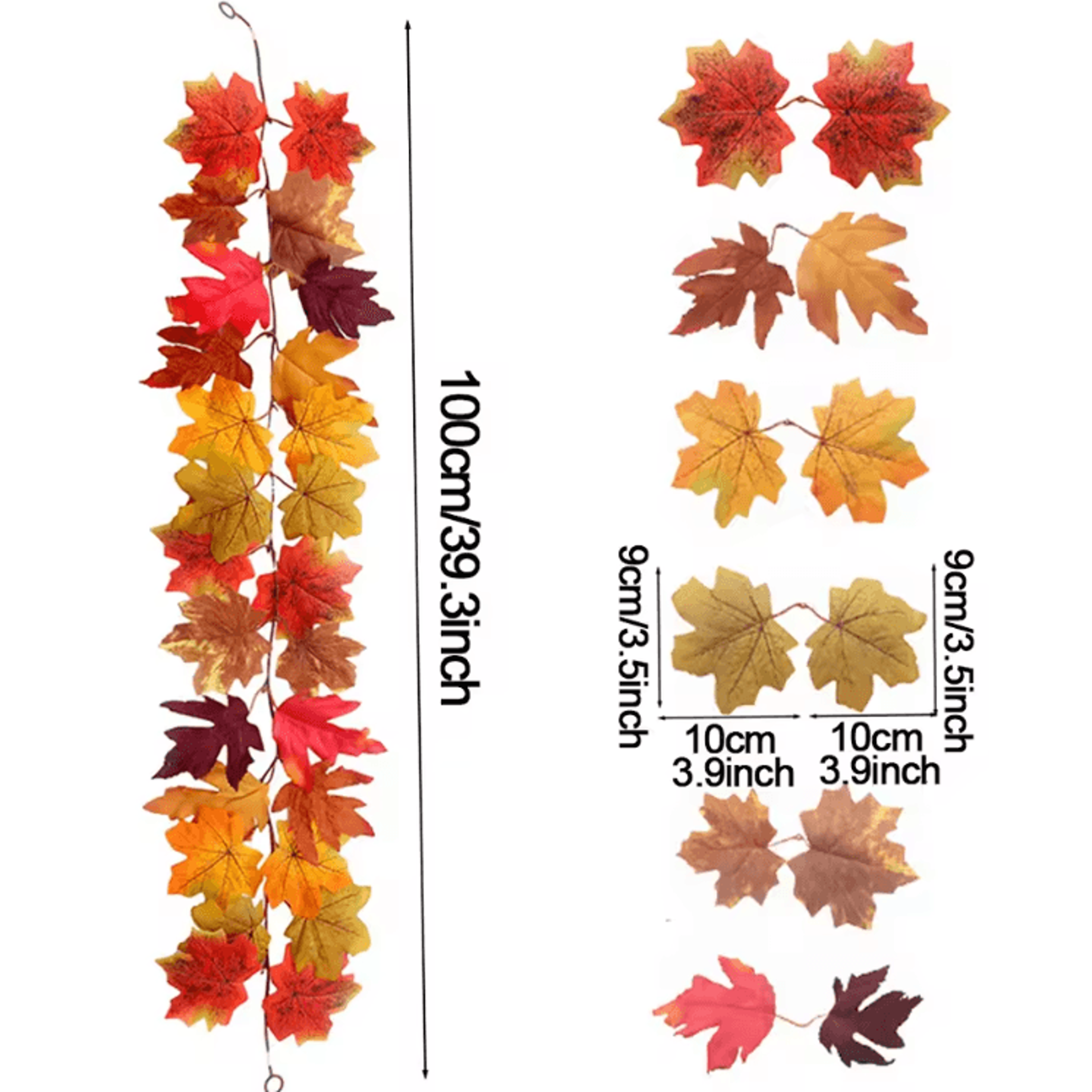 Artificial Maple Leaf Garland  Autumn Fall Vine Decor For Home Thanksgiving  Halloween 7