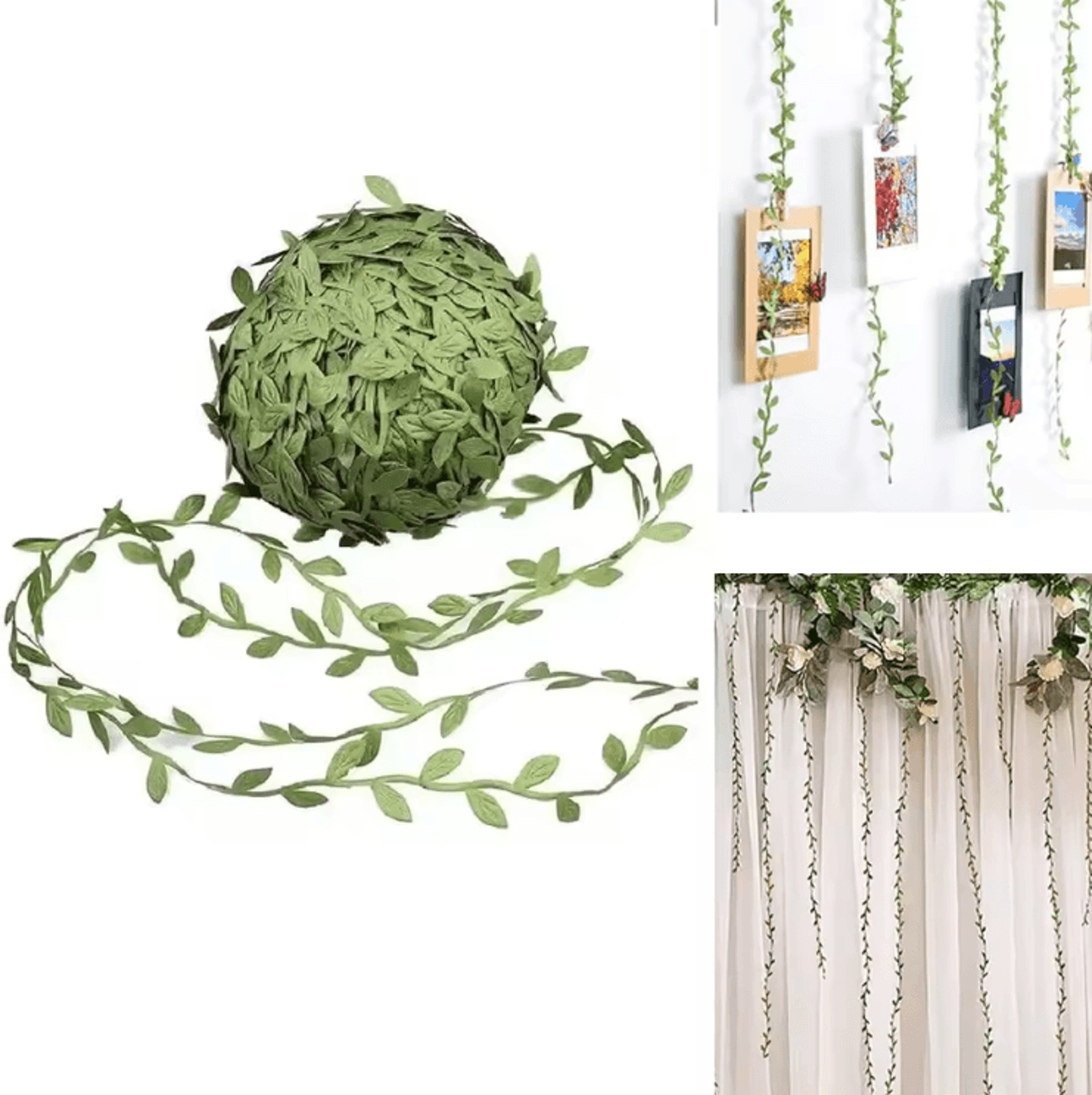 Artificial Green Leaf Vine Ribbon  DIY Craft Garland For Wedding  Home Decor 0