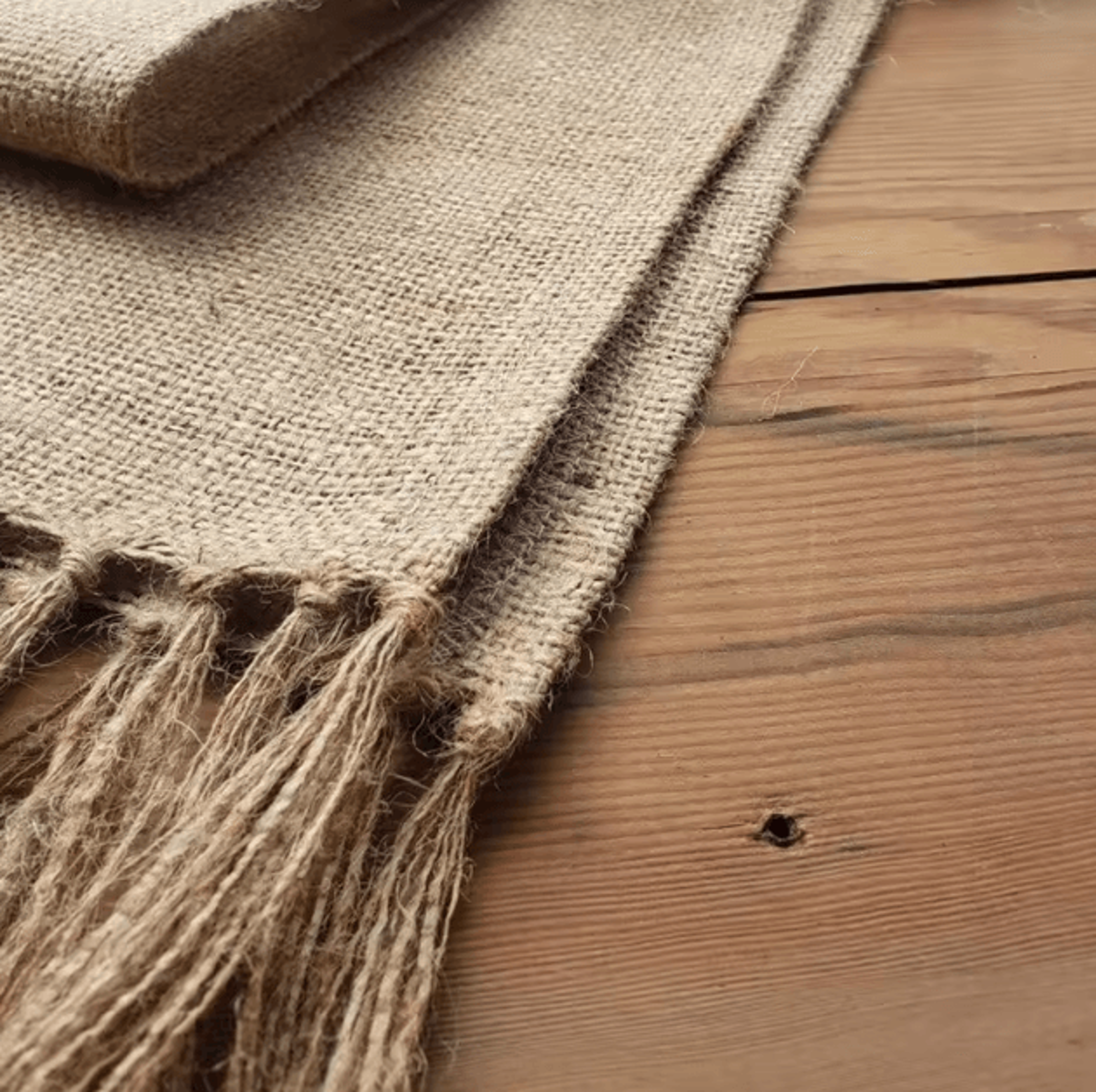 Rustic Jute Table Runner With Tassels  Boho Farmhouse Table Decor 2