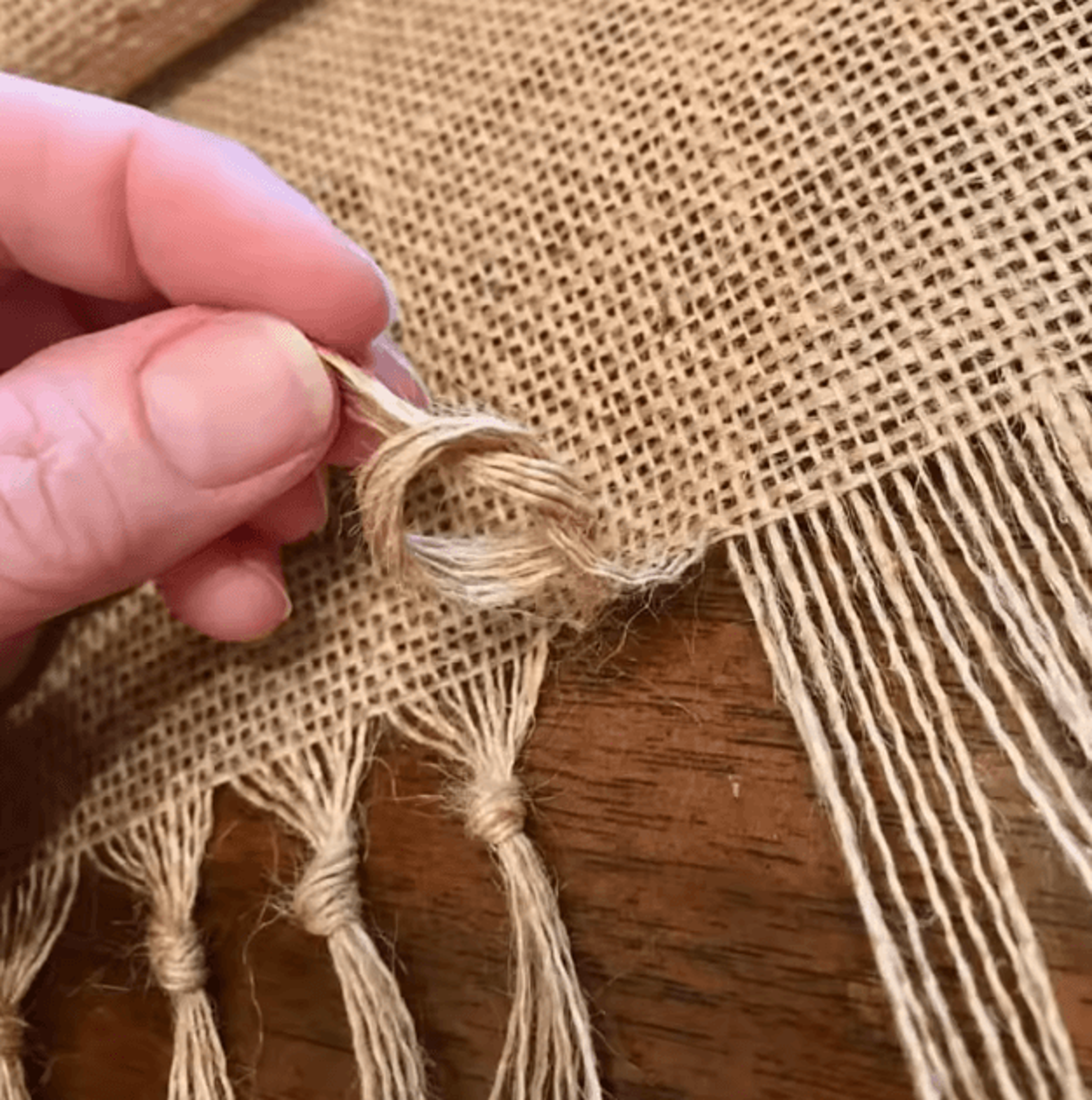 Rustic Jute Table Runner With Tassels  Boho Farmhouse Table Decor 3
