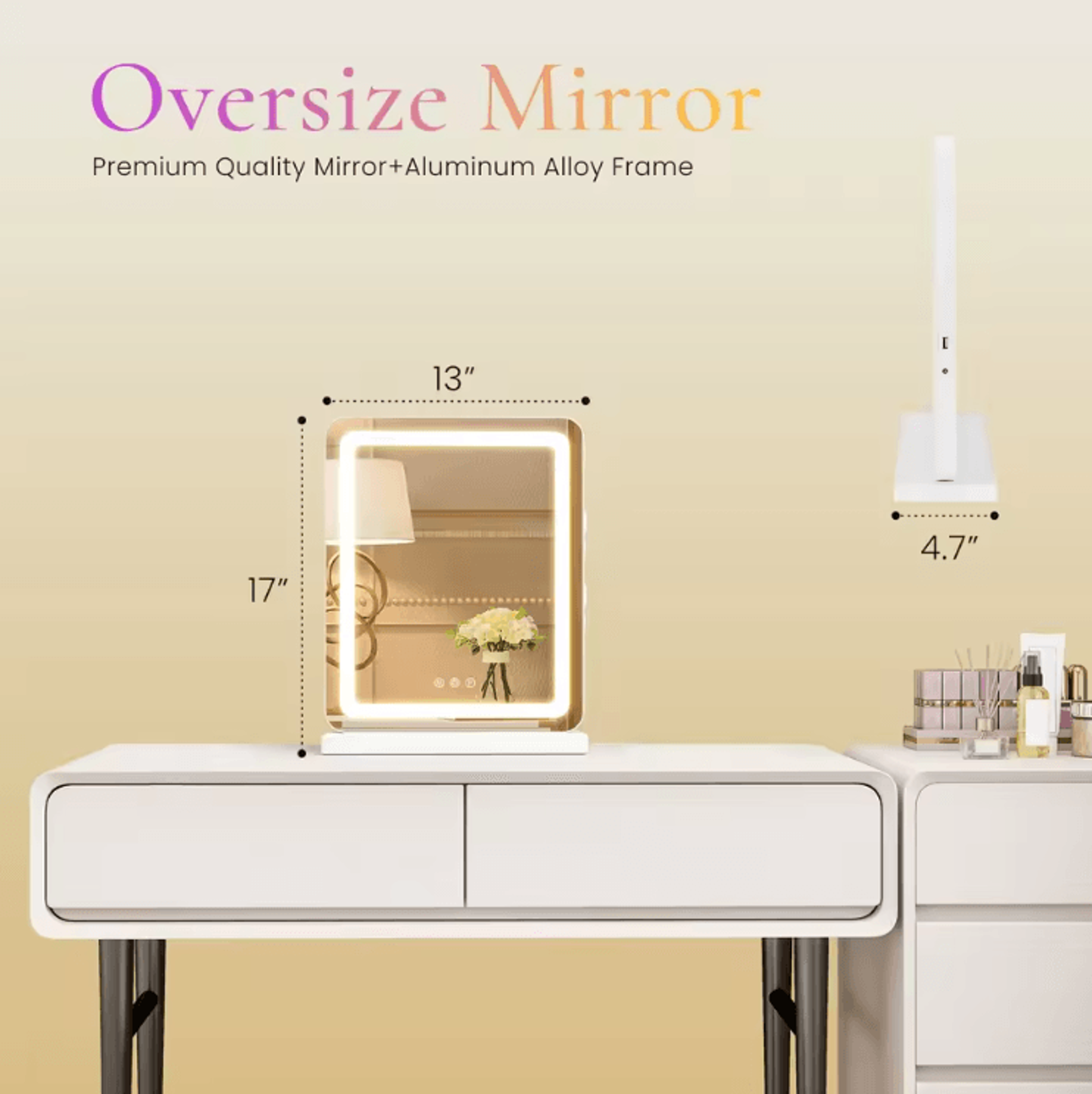 JHK LED Vanity Mirror With Lights  Modern LED Vanity Mirror With Dimmable 3 Color Modes  Memory Fun 3