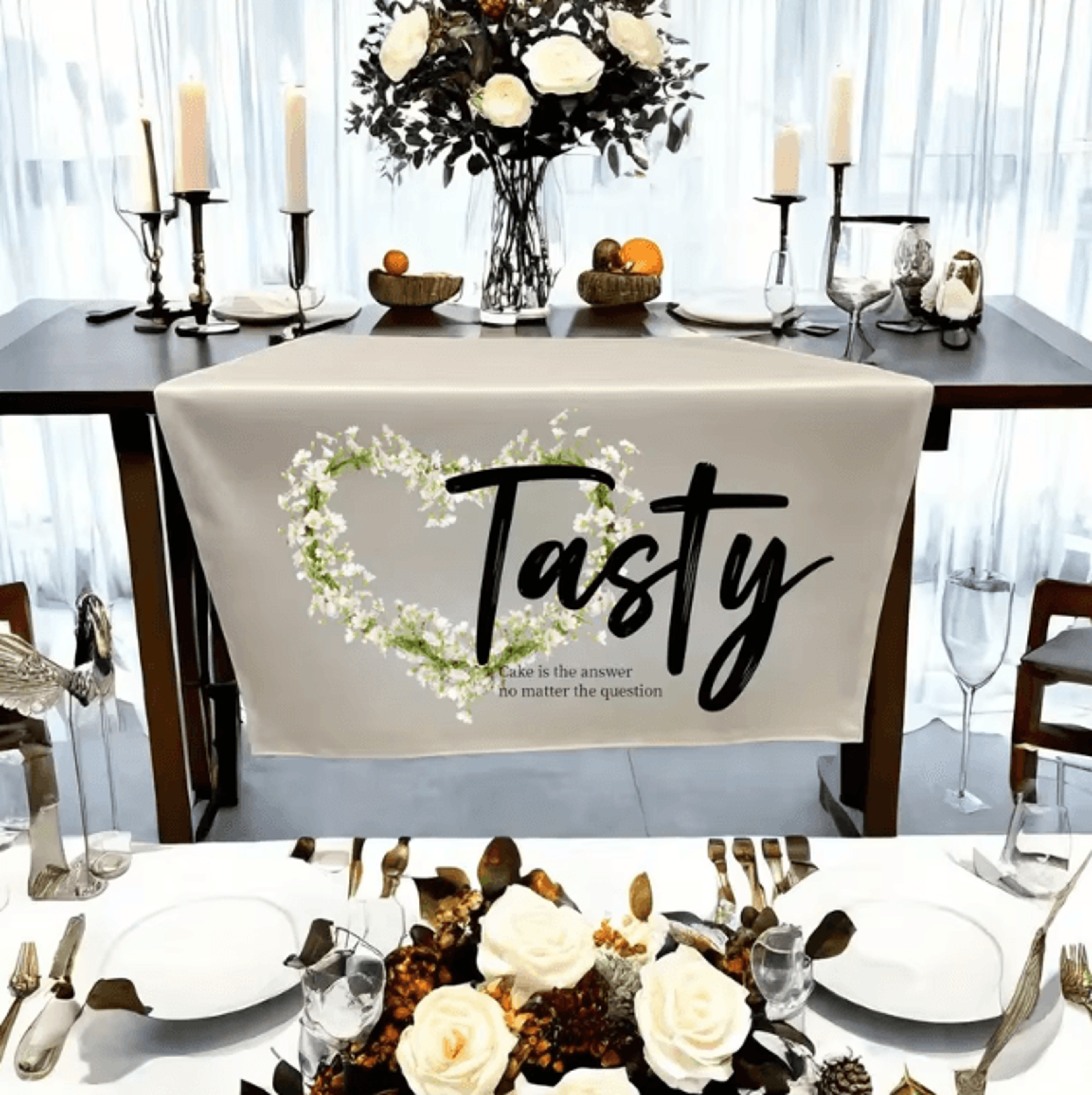 Custom AllSeason Personalized Table Runner  Elegant Custom Table Runner For Weddings Holidays  Spec 1
