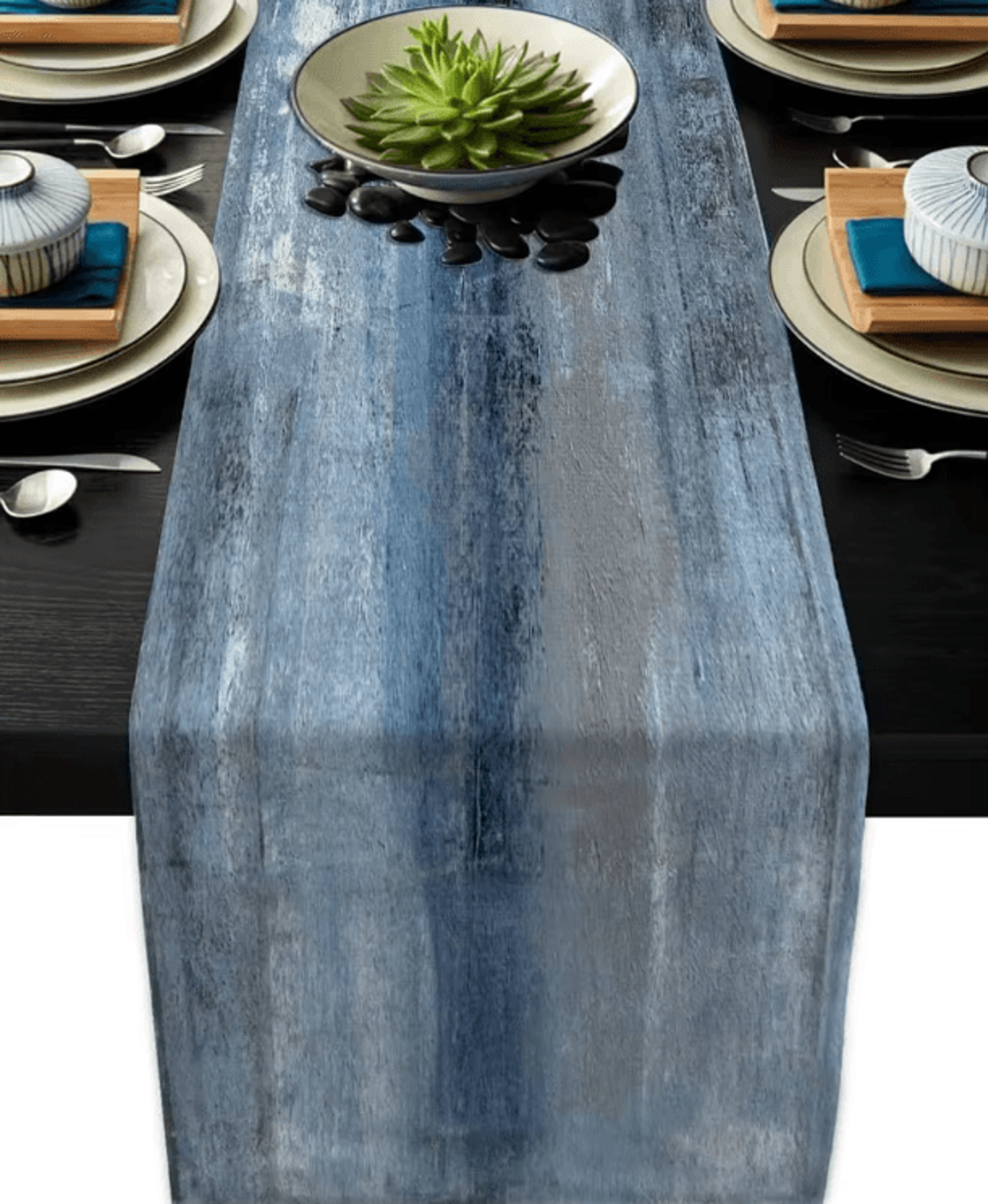 Modern TieDye Linen Table Runner  Rustic Farmhouse Dining  Coffee Table Decor 0