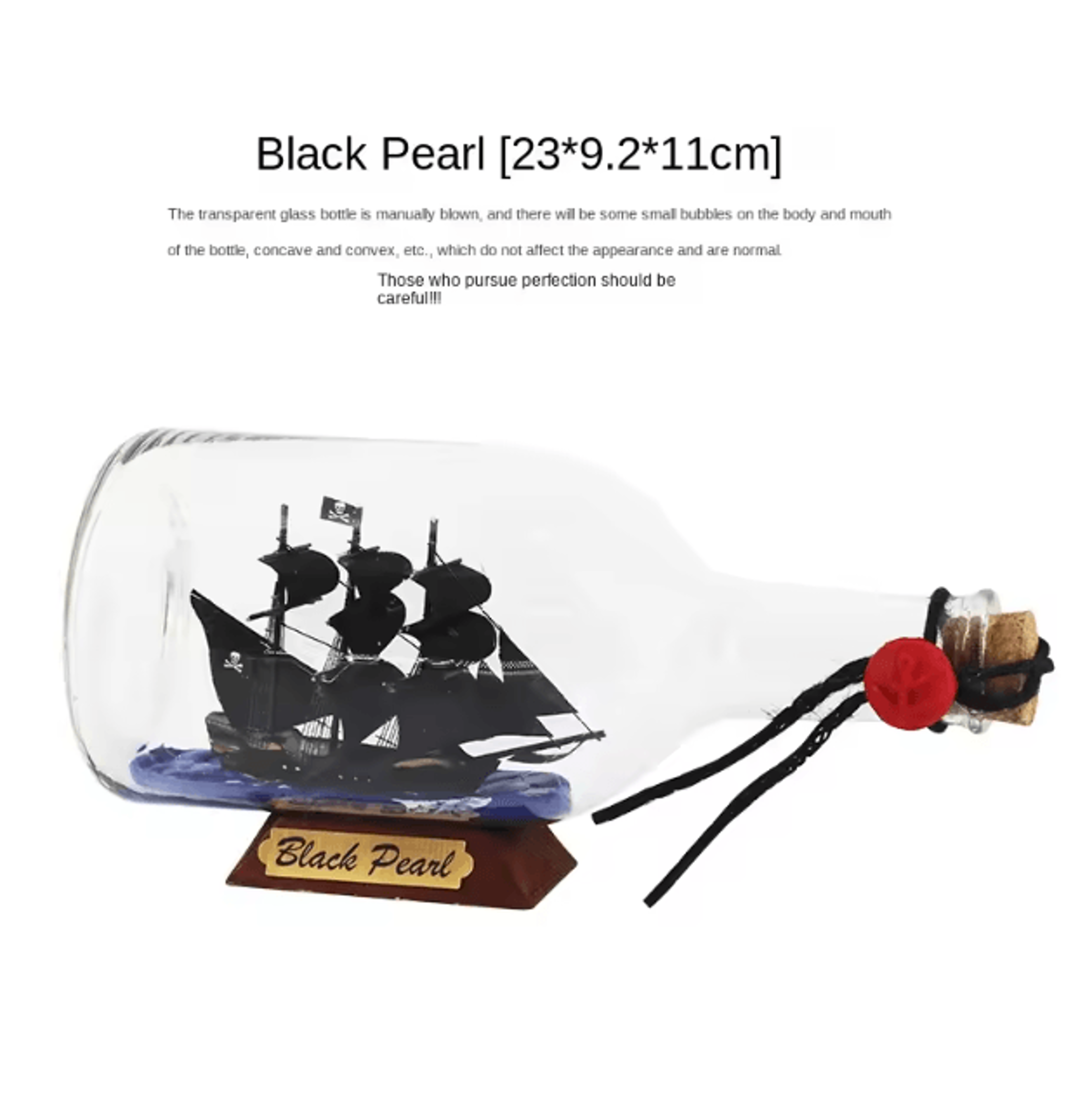 Black Pearl Pirate Ship In Bottle  Floating Drift Ornament Nautical Decor 3