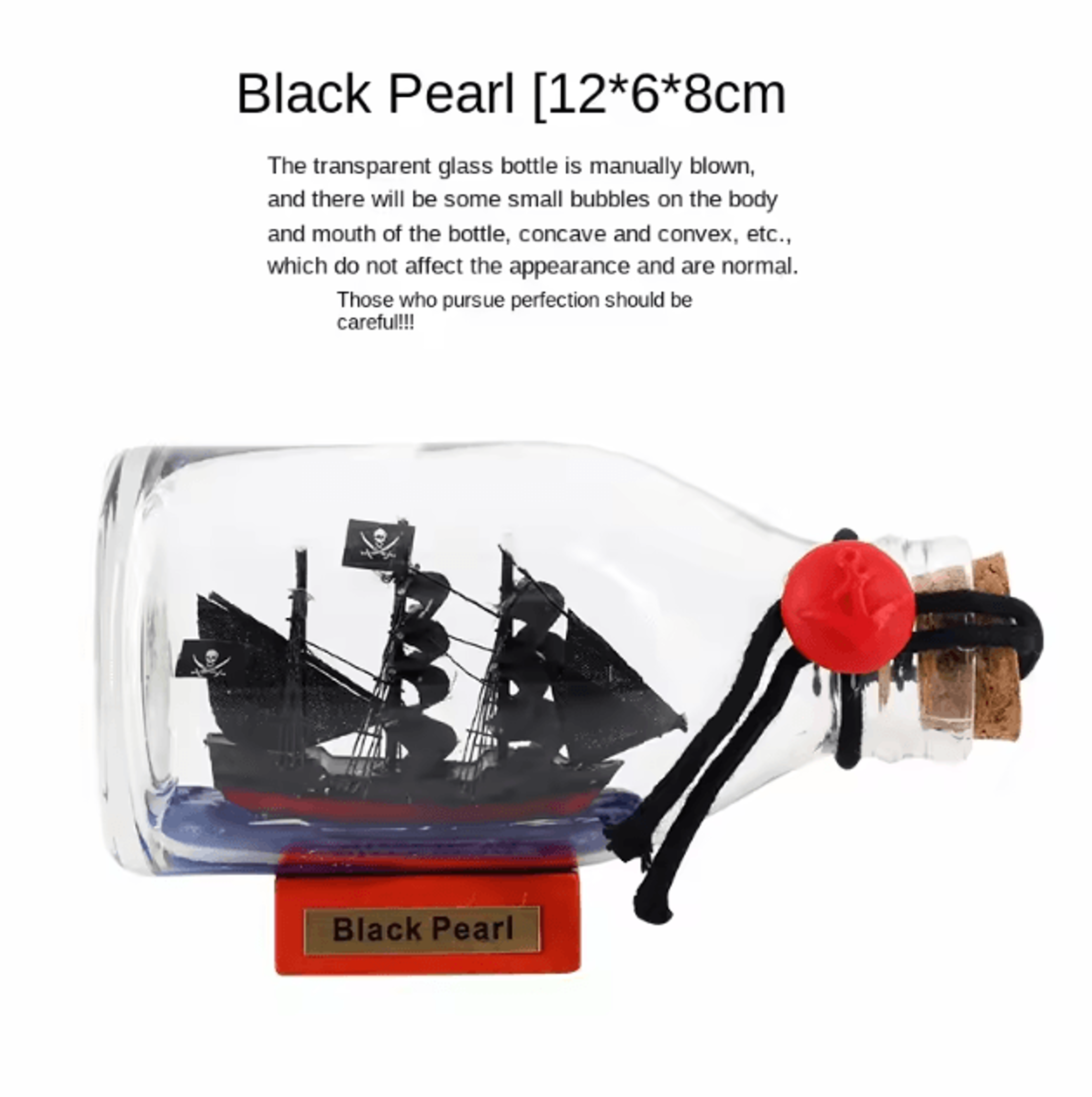 Black Pearl Pirate Ship In Bottle  Floating Drift Ornament Nautical Decor 4