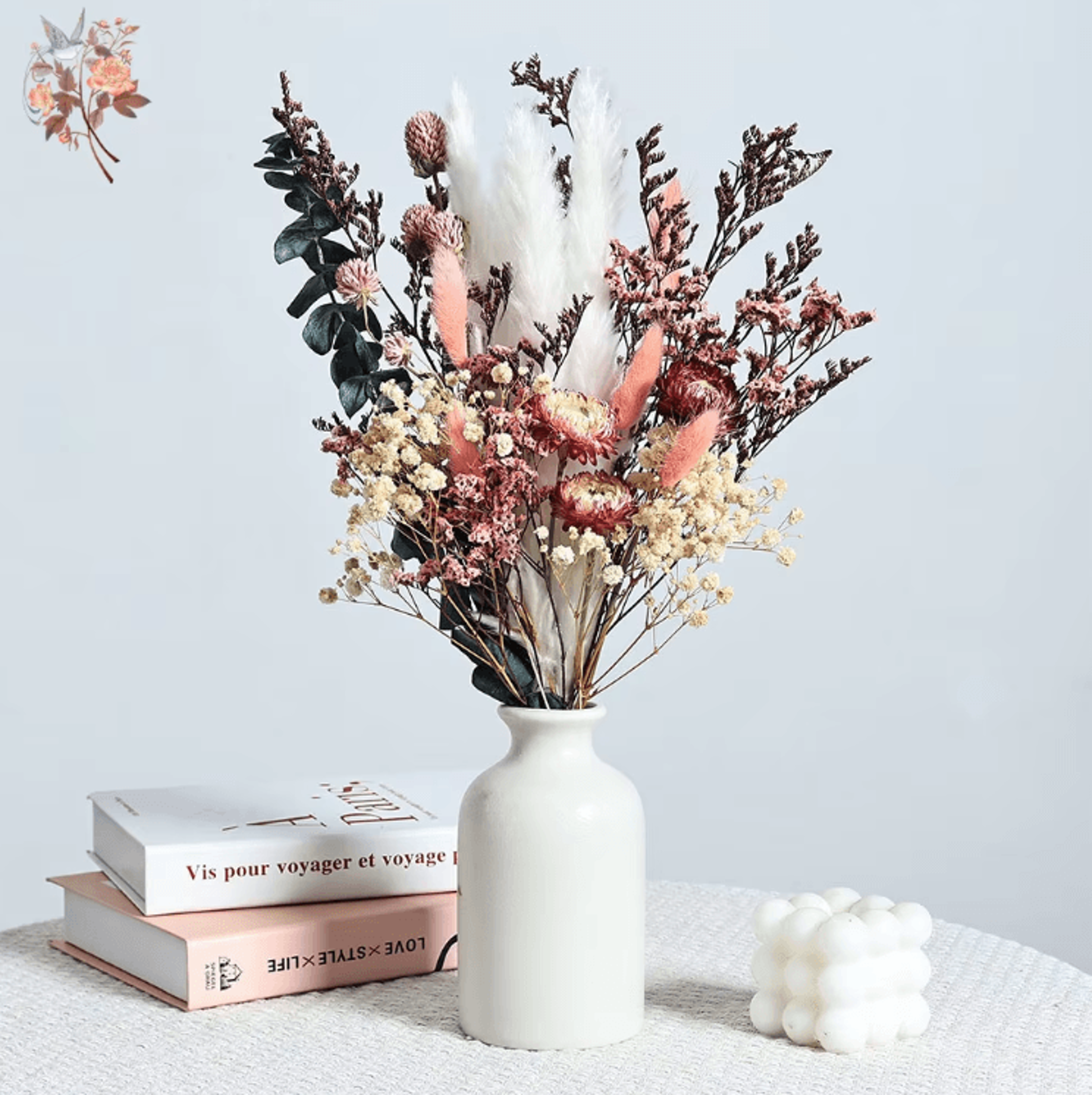 Boho Pampas  Eucalyptus Dried Flower Bouquet  Natural Rustic Decor For Home  Weddings 0