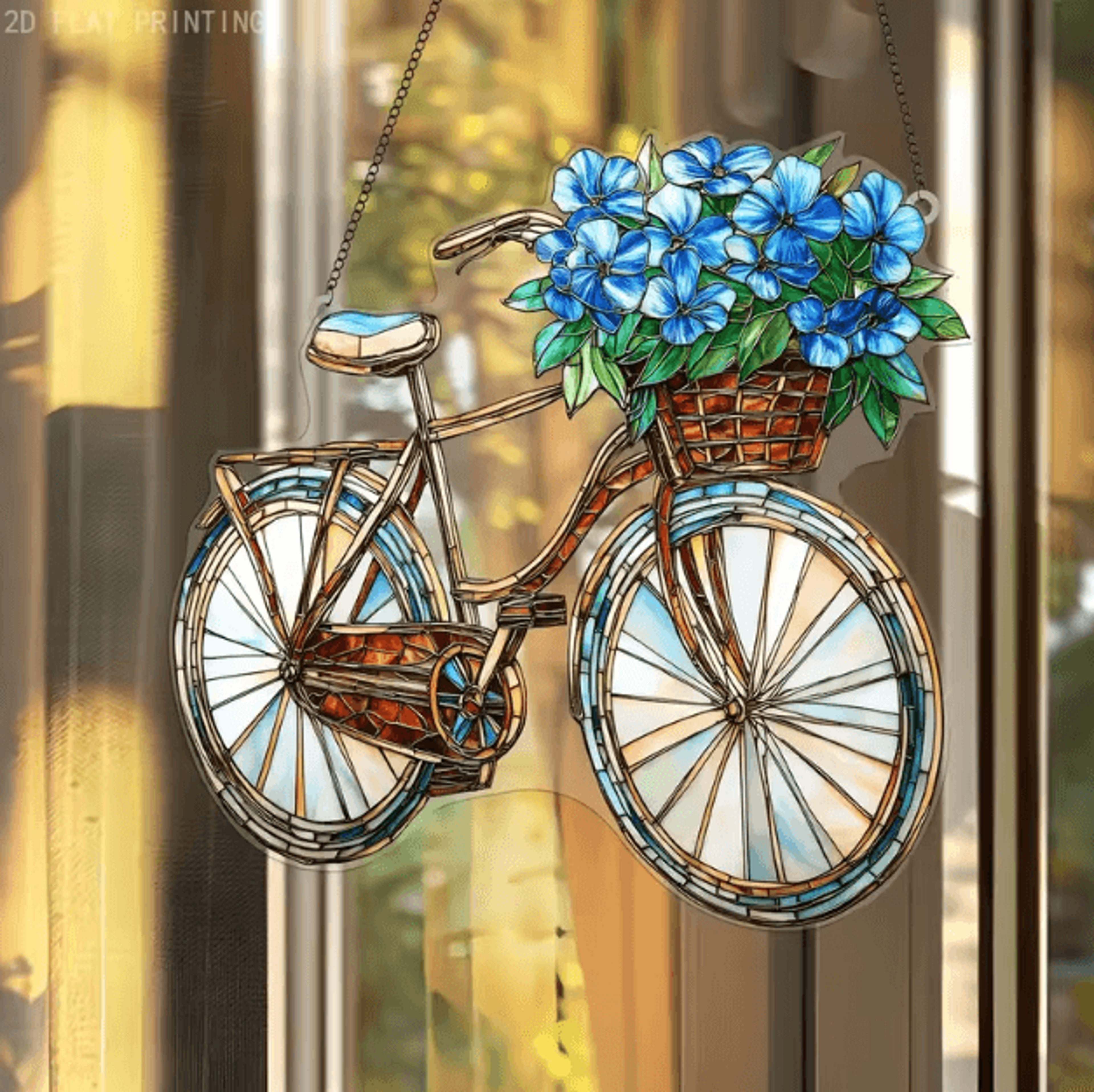 Lavender Bicycle Crystal Suncatcher  Floral Window Light Catcher Decor 3