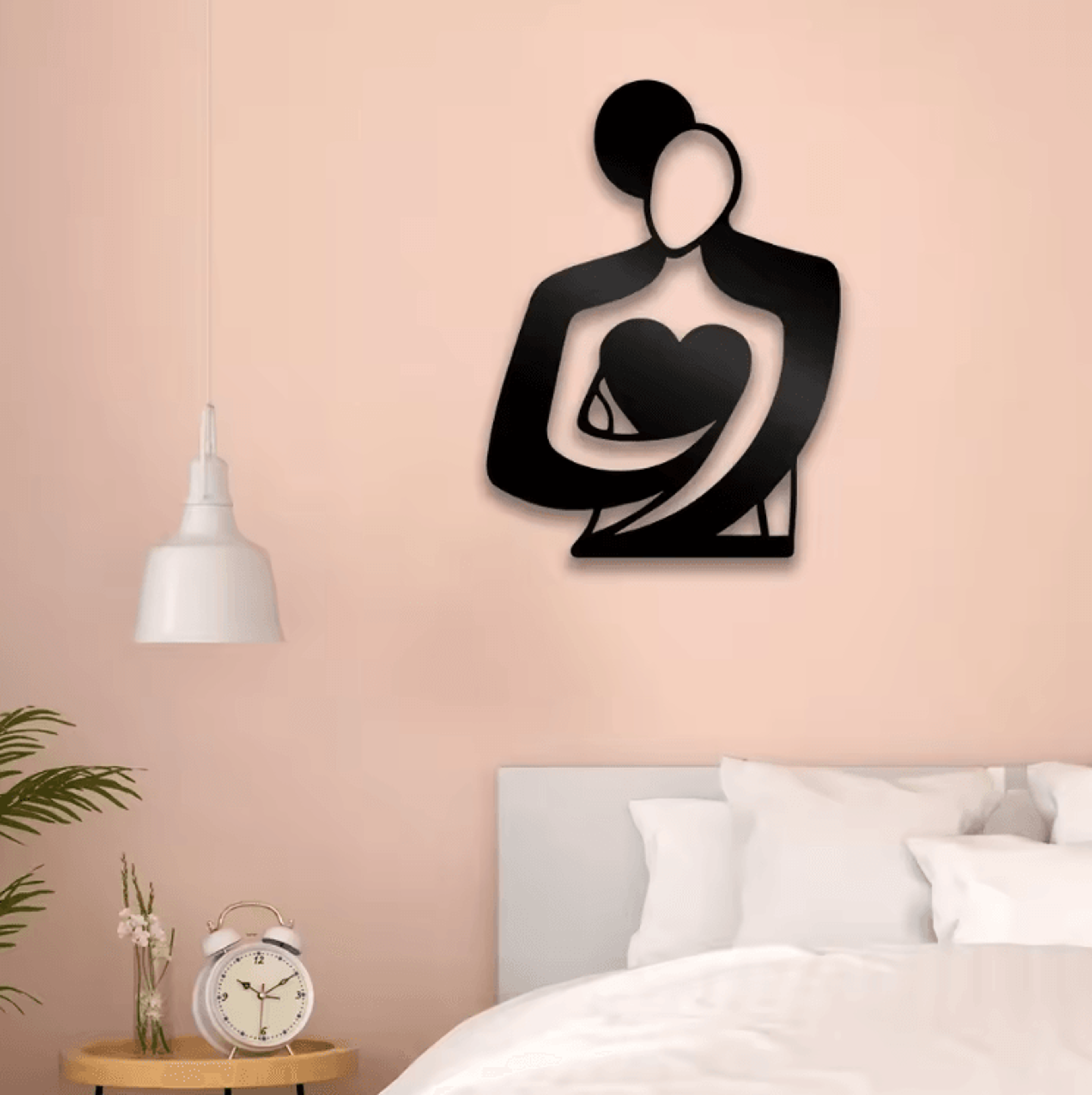 embrace love metal wall art sign – modern romantic room decor accent