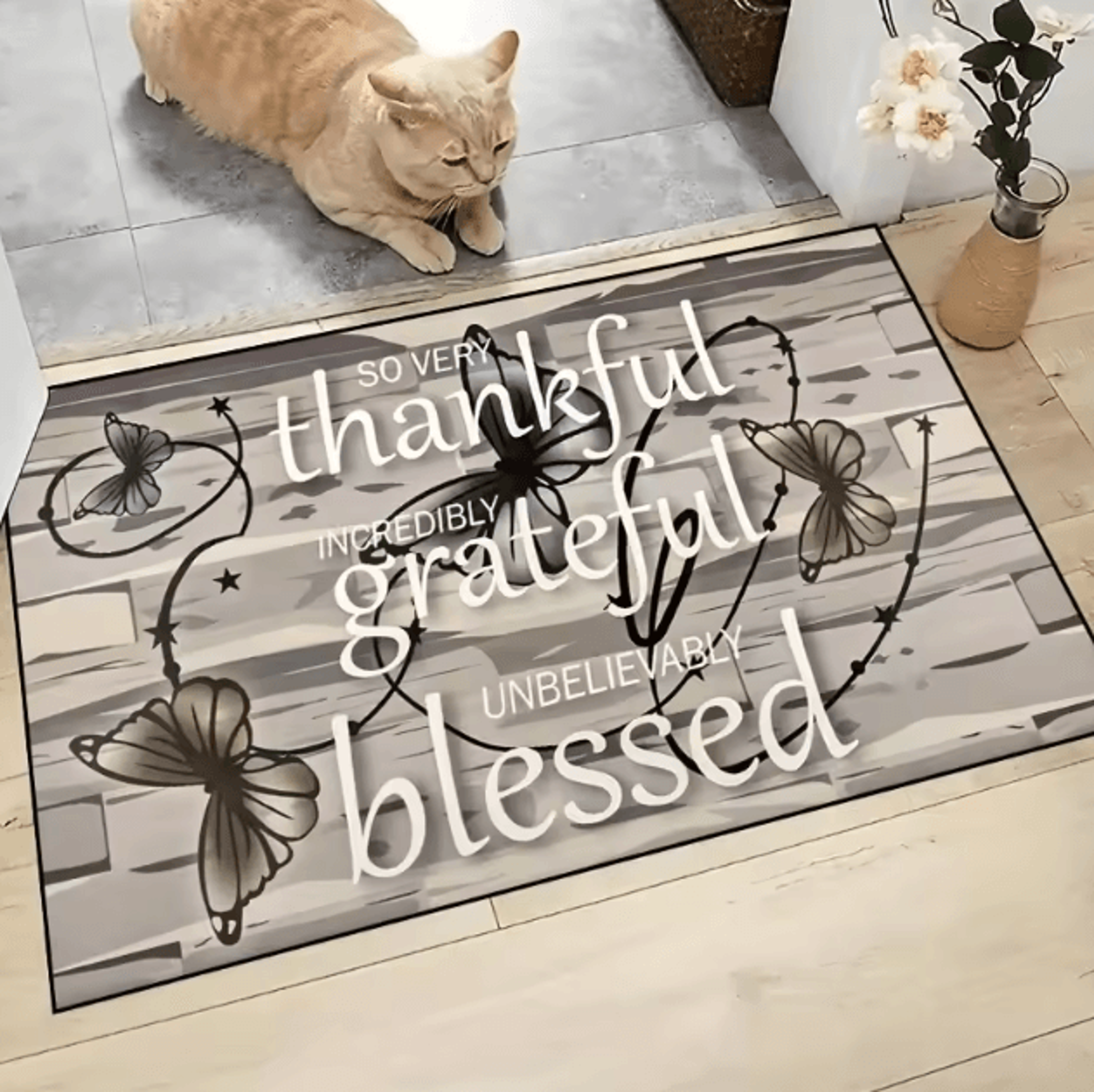 Rustic Wooden Box Trap Doormat  Washable Absorbent Entryway Rug For Home Decor 0
