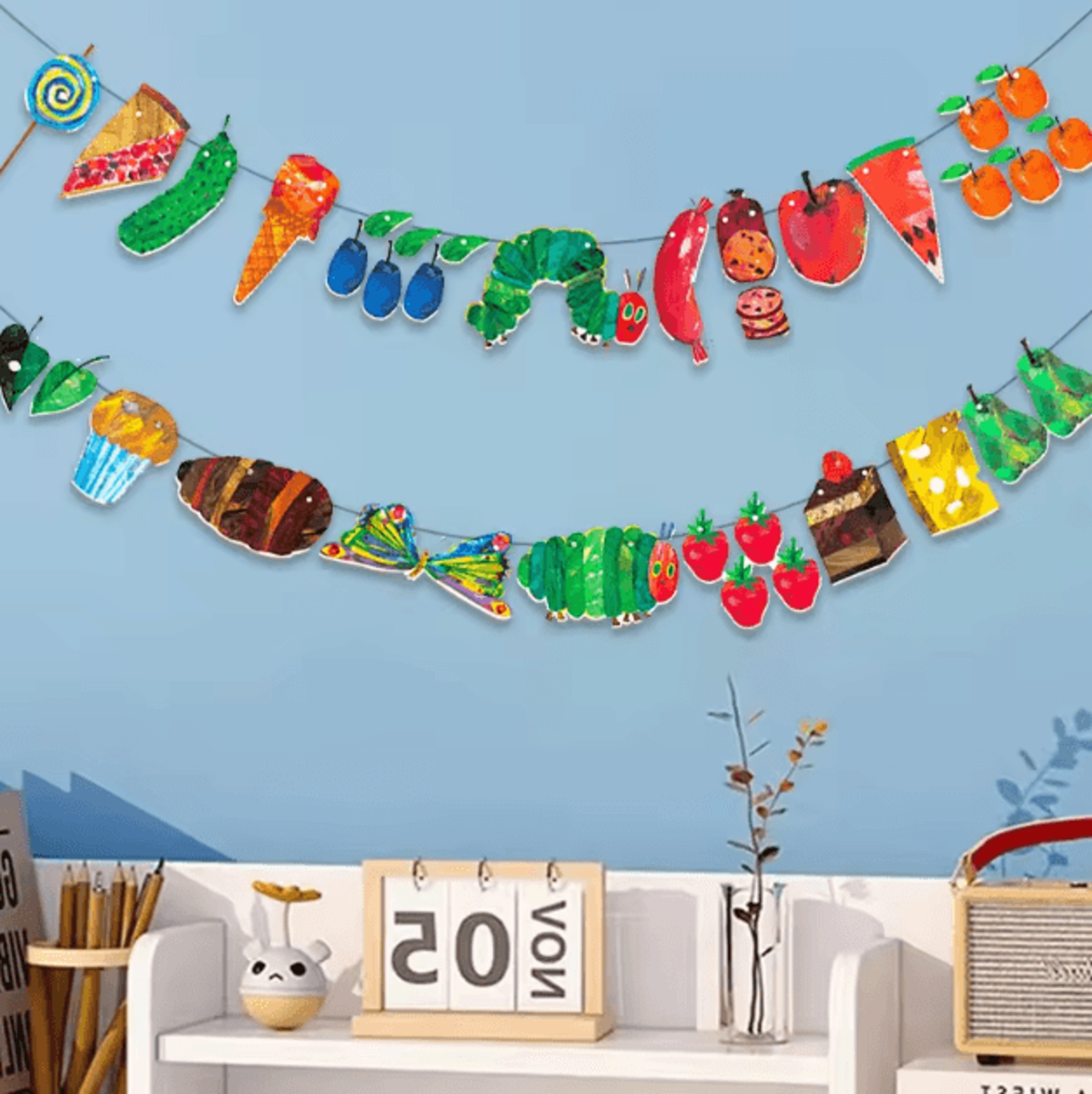very hungry caterpillar flag banner – 3m classroom hanging decoration set
