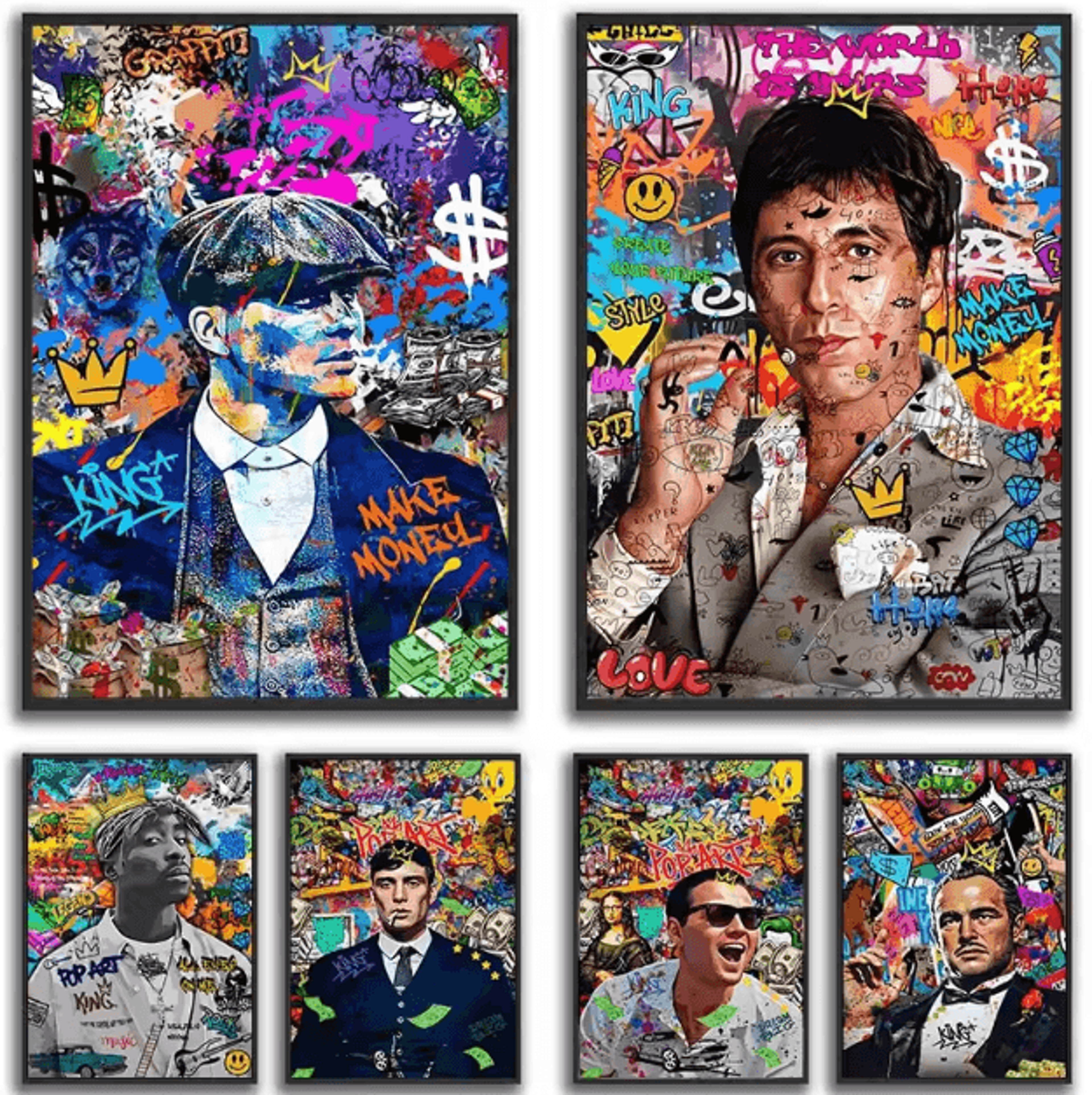 80s gangster graffiti canvas poster – retro urban street art wall decor