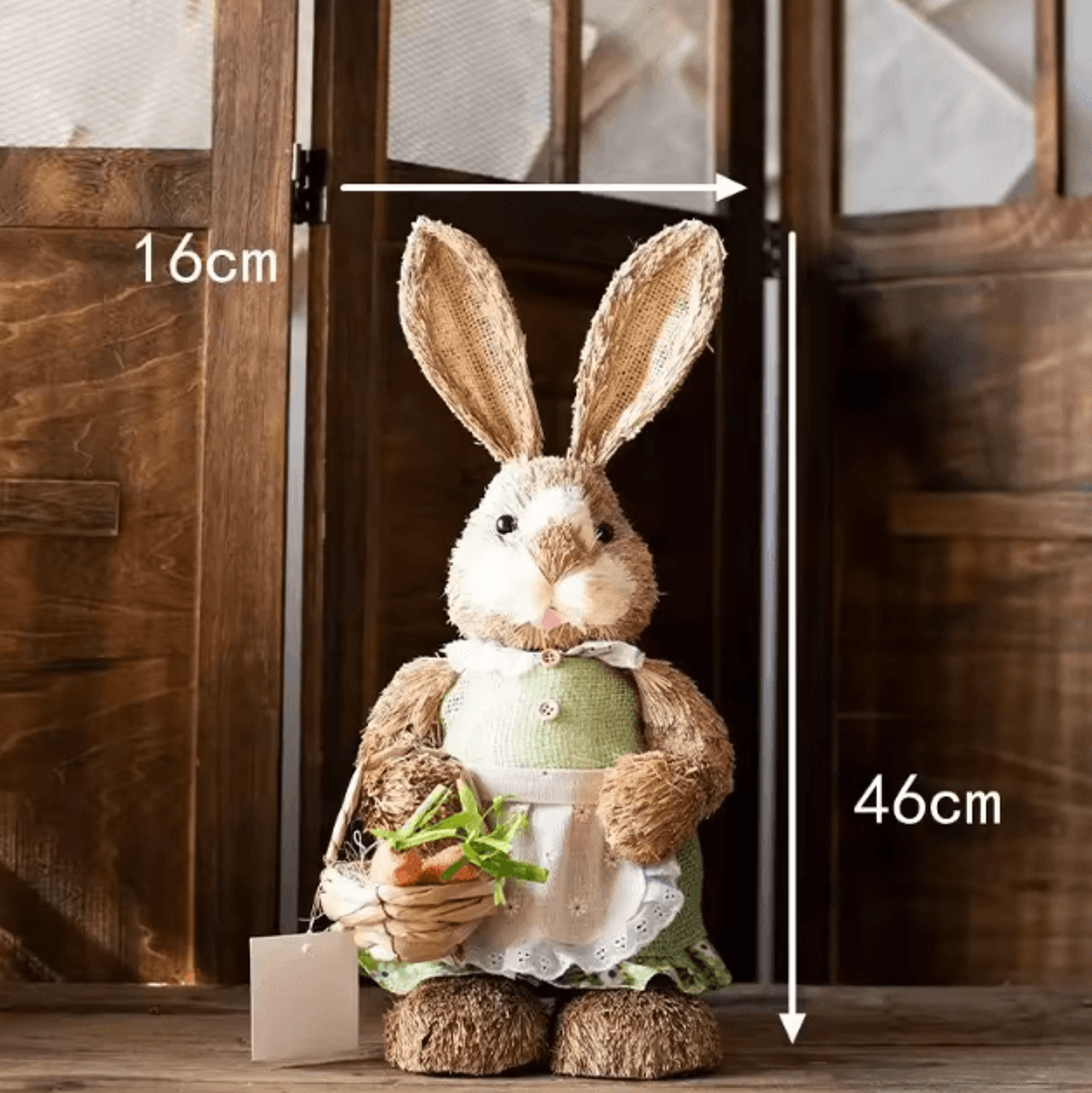 Large Straw Woven Easter Bunny Statue  Rustic Spring Garden  Home Decor 46cm 10