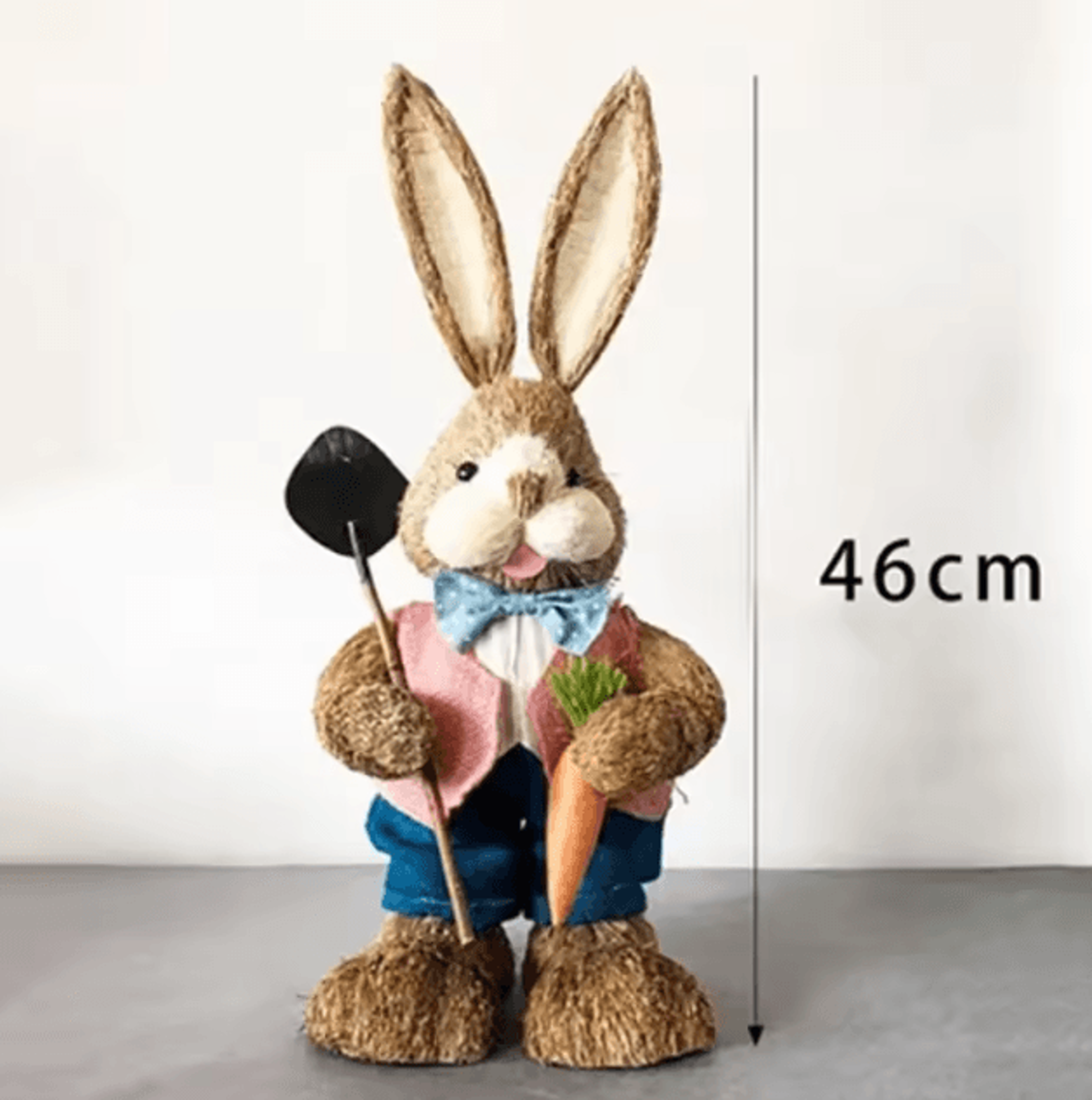 Large Straw Woven Easter Bunny Statue  Rustic Spring Garden  Home Decor 46cm 3