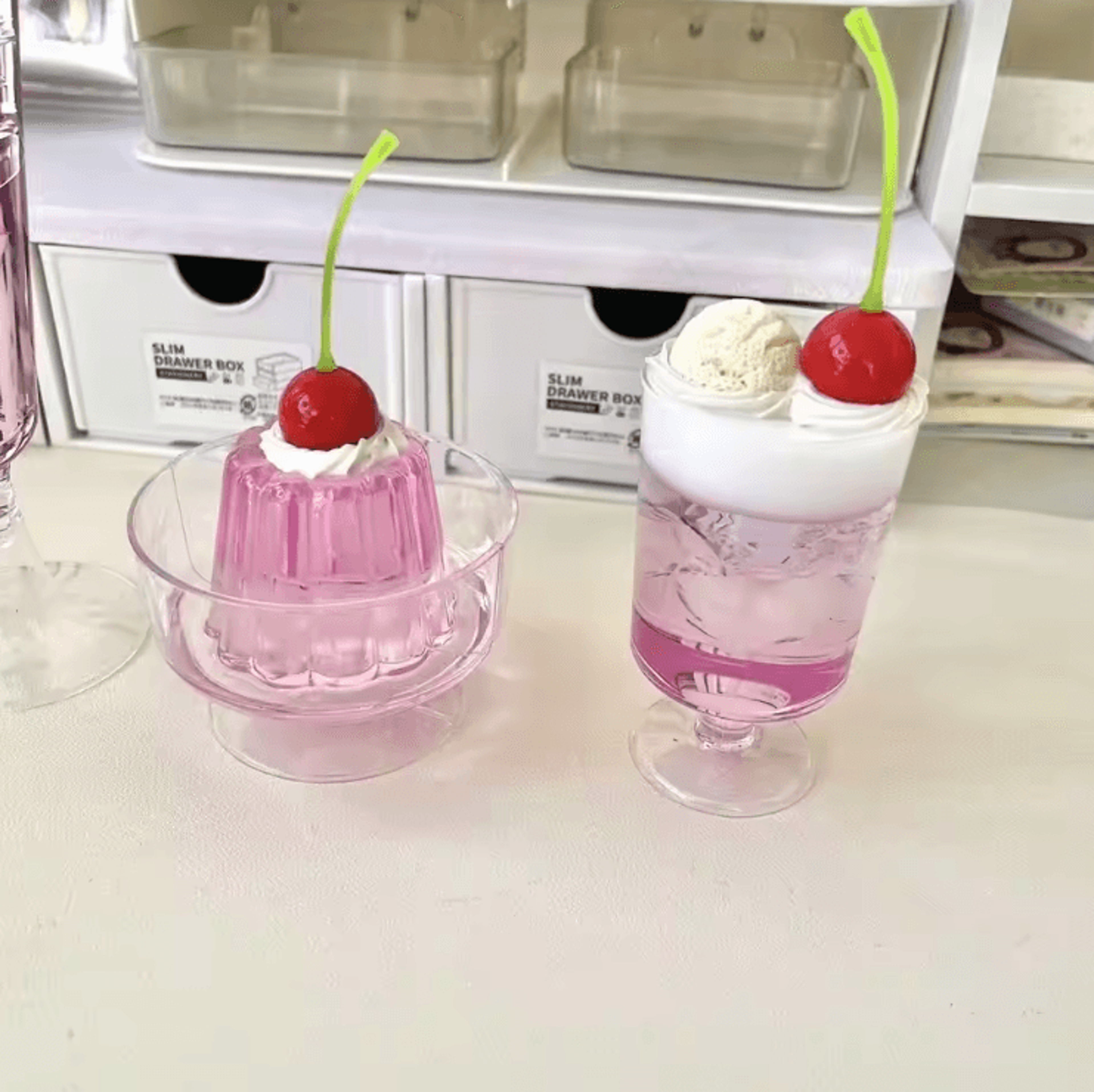 Retro Jelly Dessert Decor Set  Kawaii Pudding  Pink Soda Photo Props Japanese Aesthetic 1