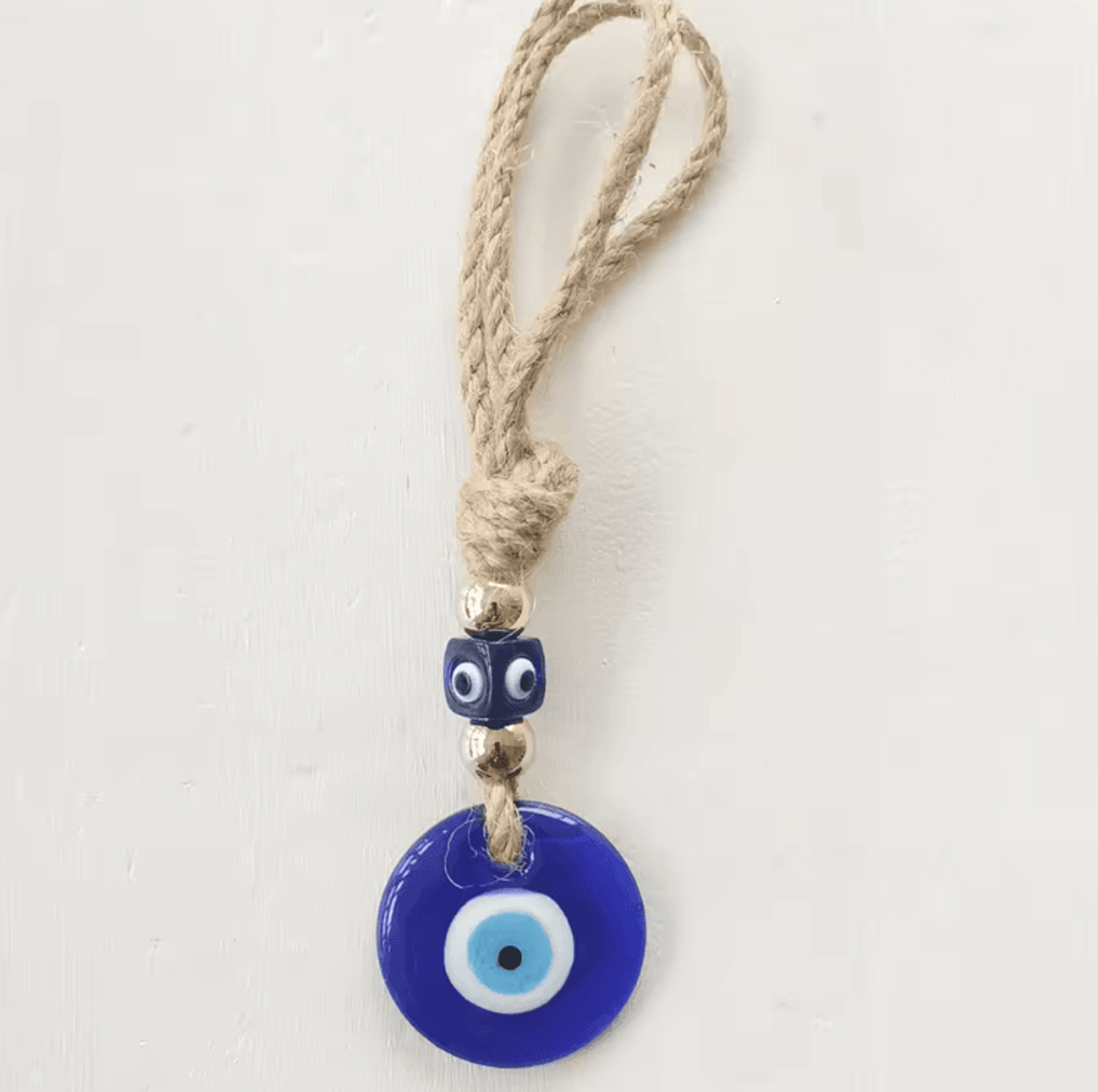 Handcrafted Evil Eye Wall Hanging  Blue Glass Evil Eye Charm Protective Home Decor Pendant 3