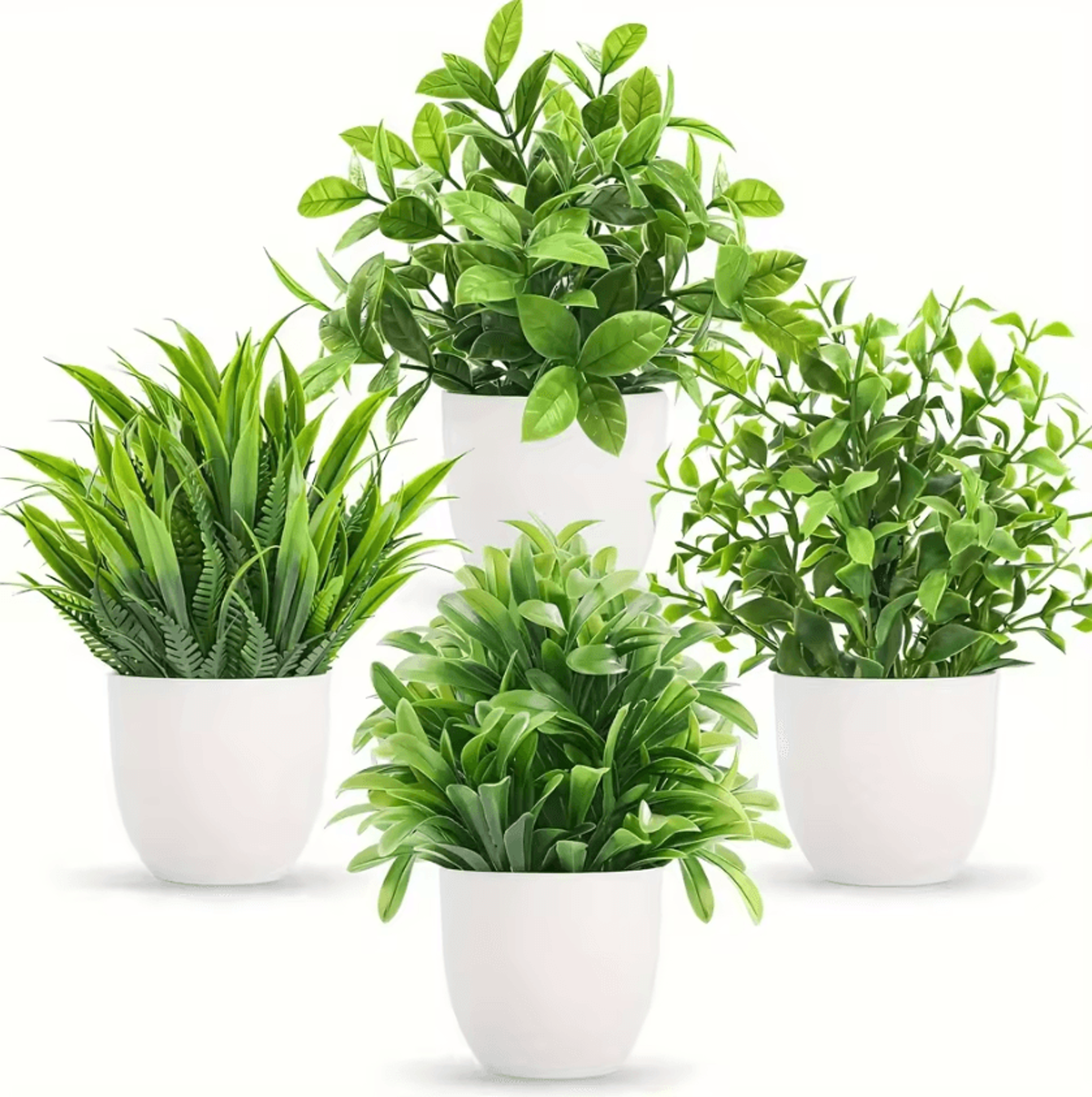 Mini Artificial Potted Plants Set  4PCS Fake Bonsai Desk Decor Indoor Greenery 0
