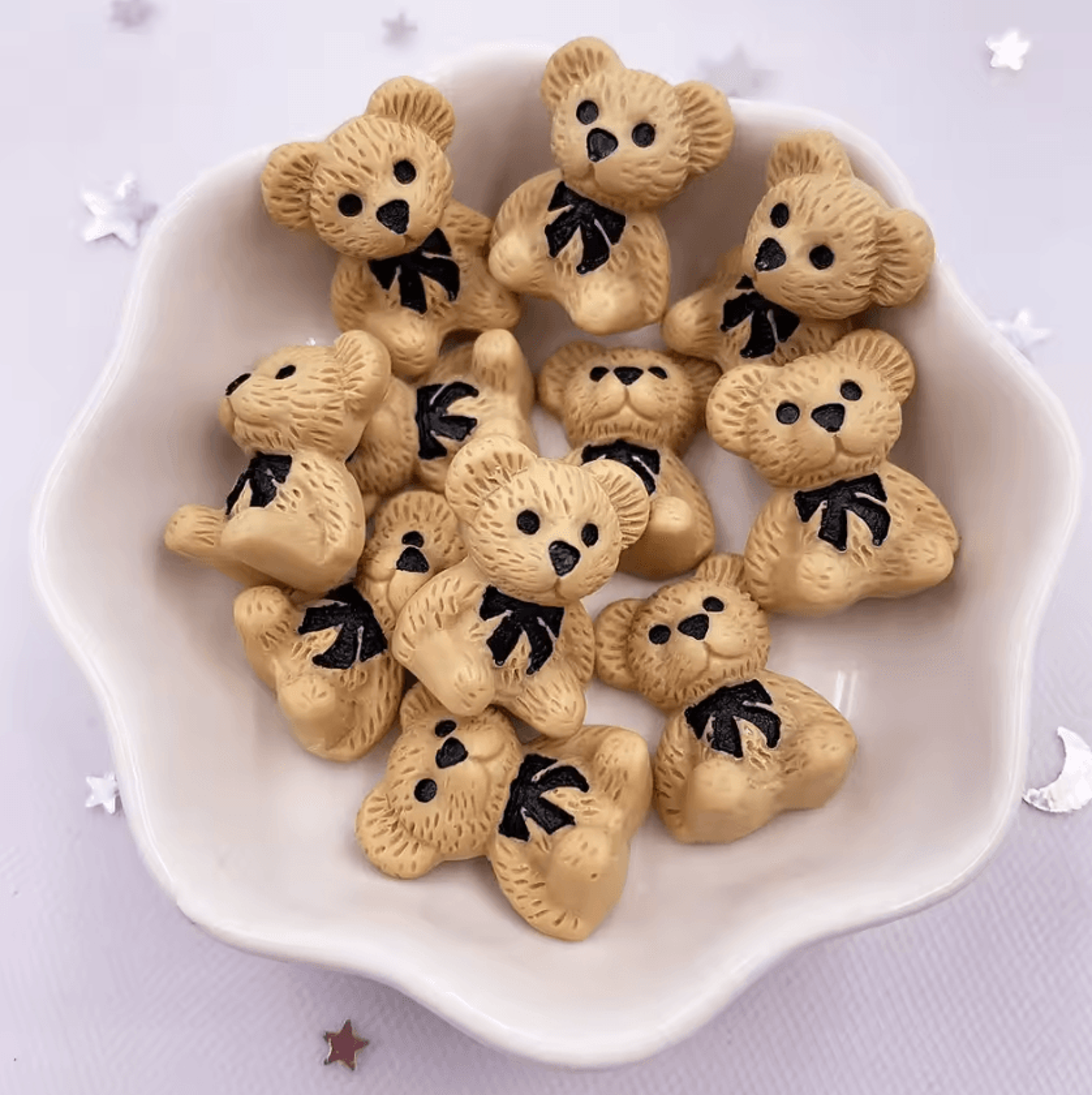 Kawaii HandPainted Resin Bear Flatback Set  Colorful DIY Craft Mini Figurines 10PCS 5
