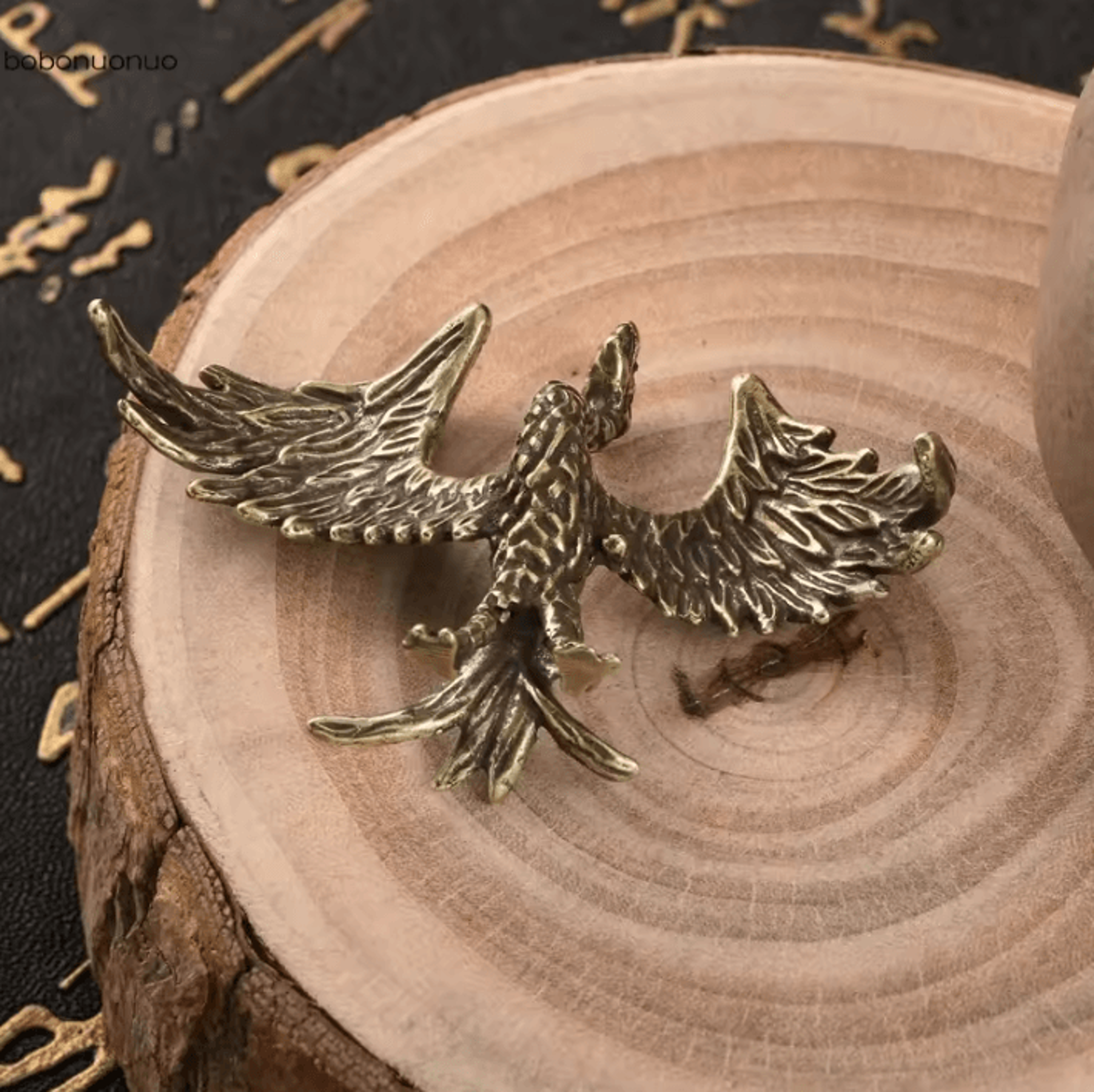 Solid Brass Flame Phoenix Statue  Feng Shui Prosperity Desk Ornament 2