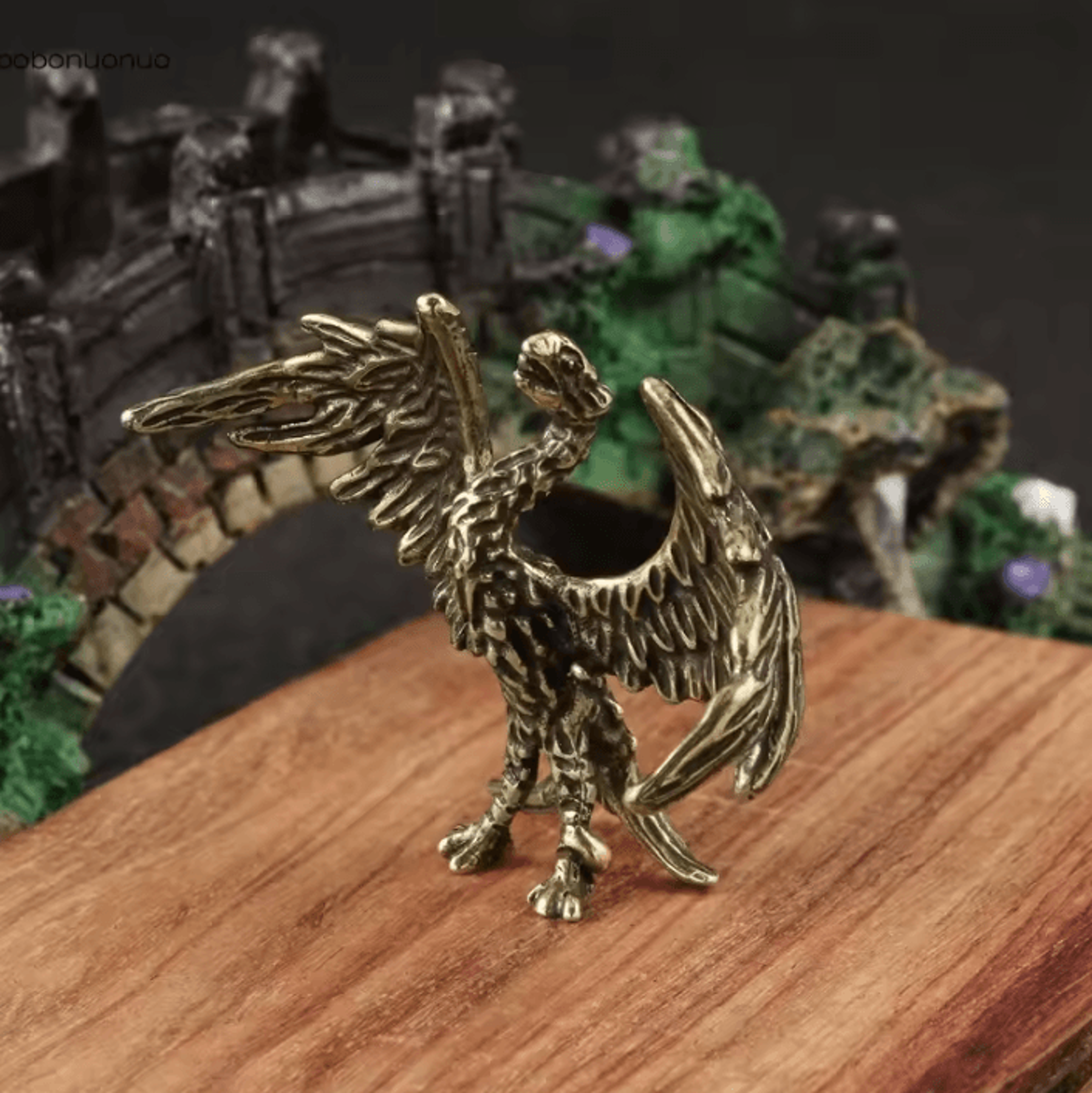 Solid Brass Flame Phoenix Statue  Feng Shui Prosperity Desk Ornament 3