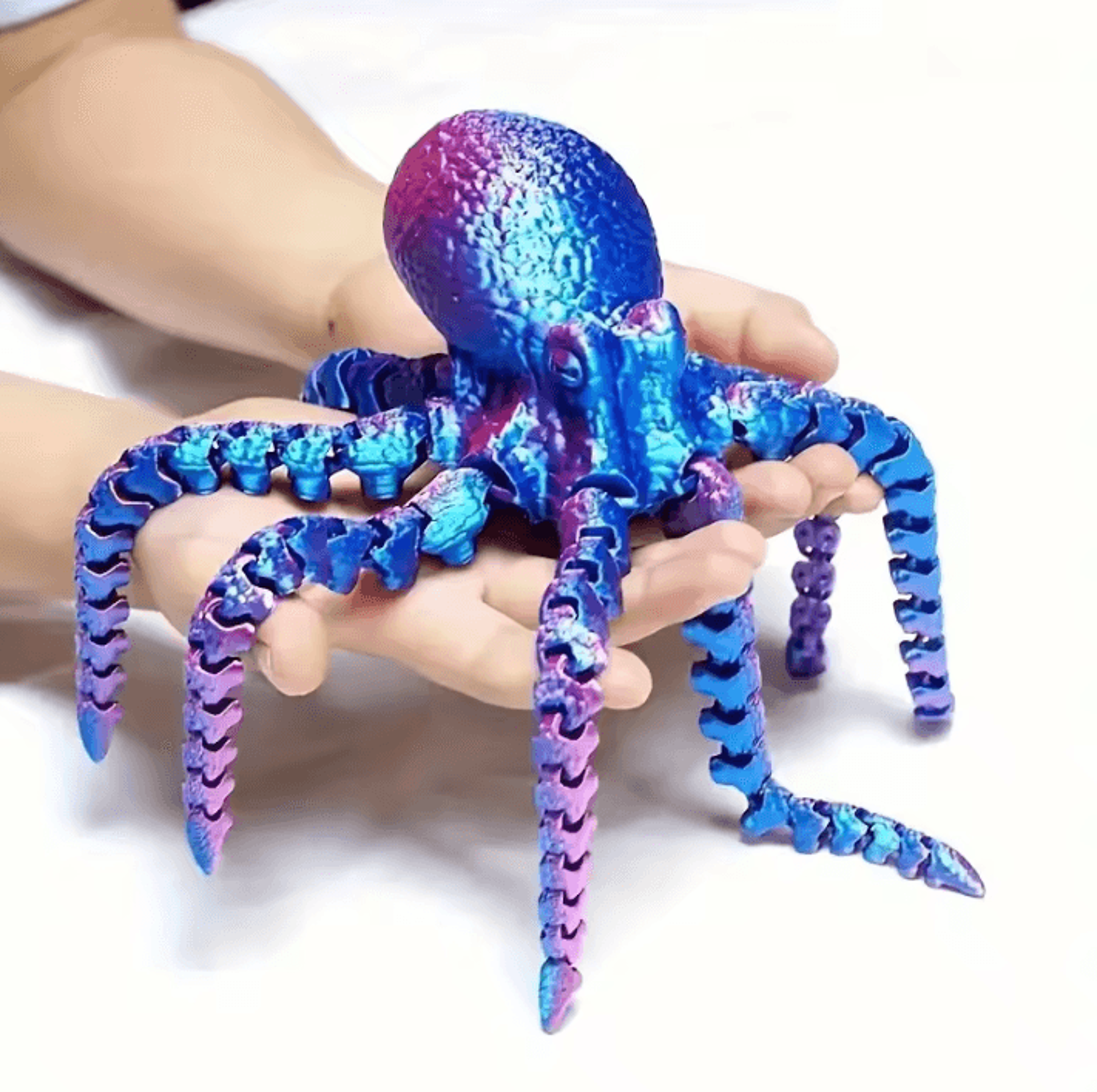 3d printed flexible octopus figurine – articulated desk toy & ocean-inspired decor