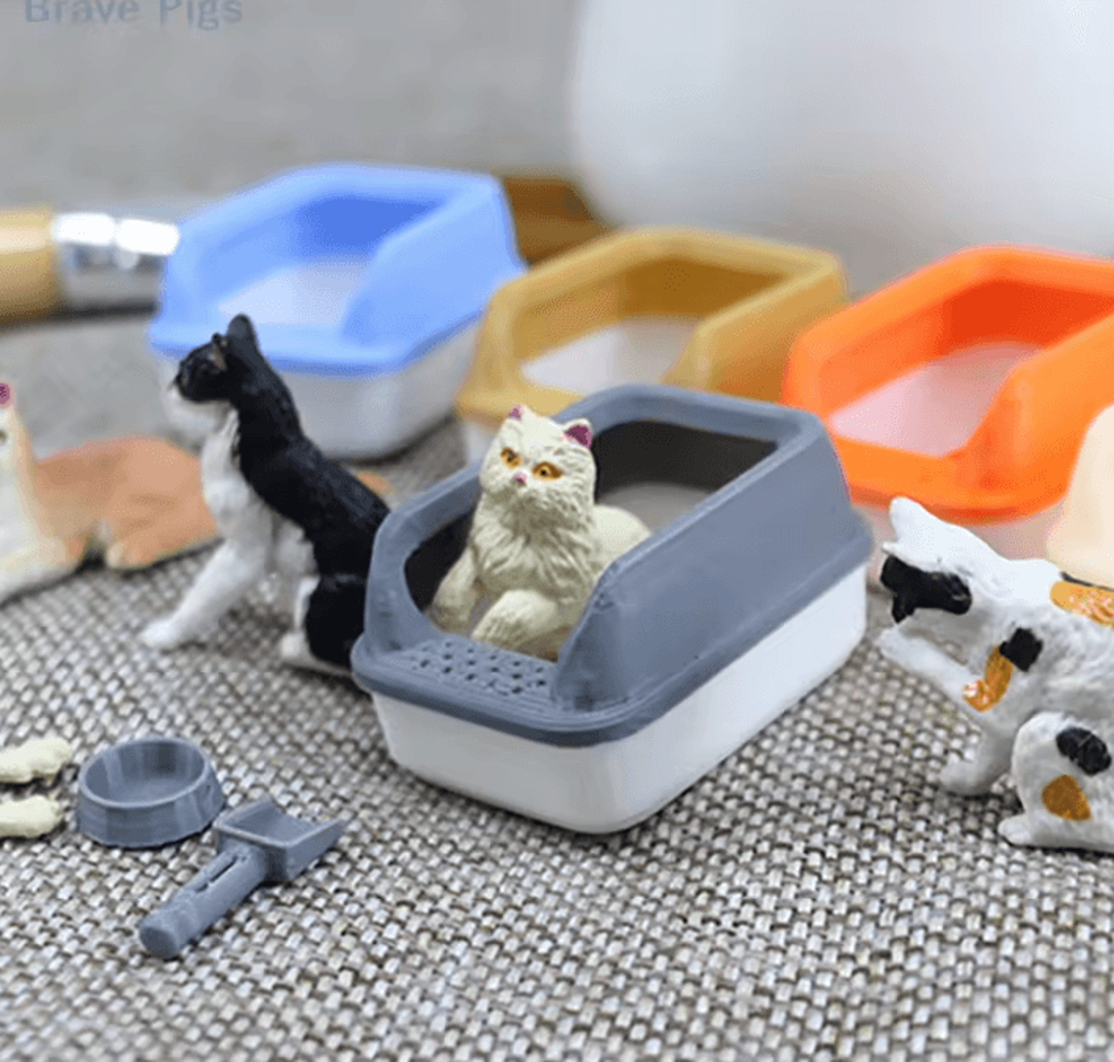 Mini 1 12 Dollhouse Cat Litter Box Set With Shovel  Realistic DIY Pet Accessory Kit 0