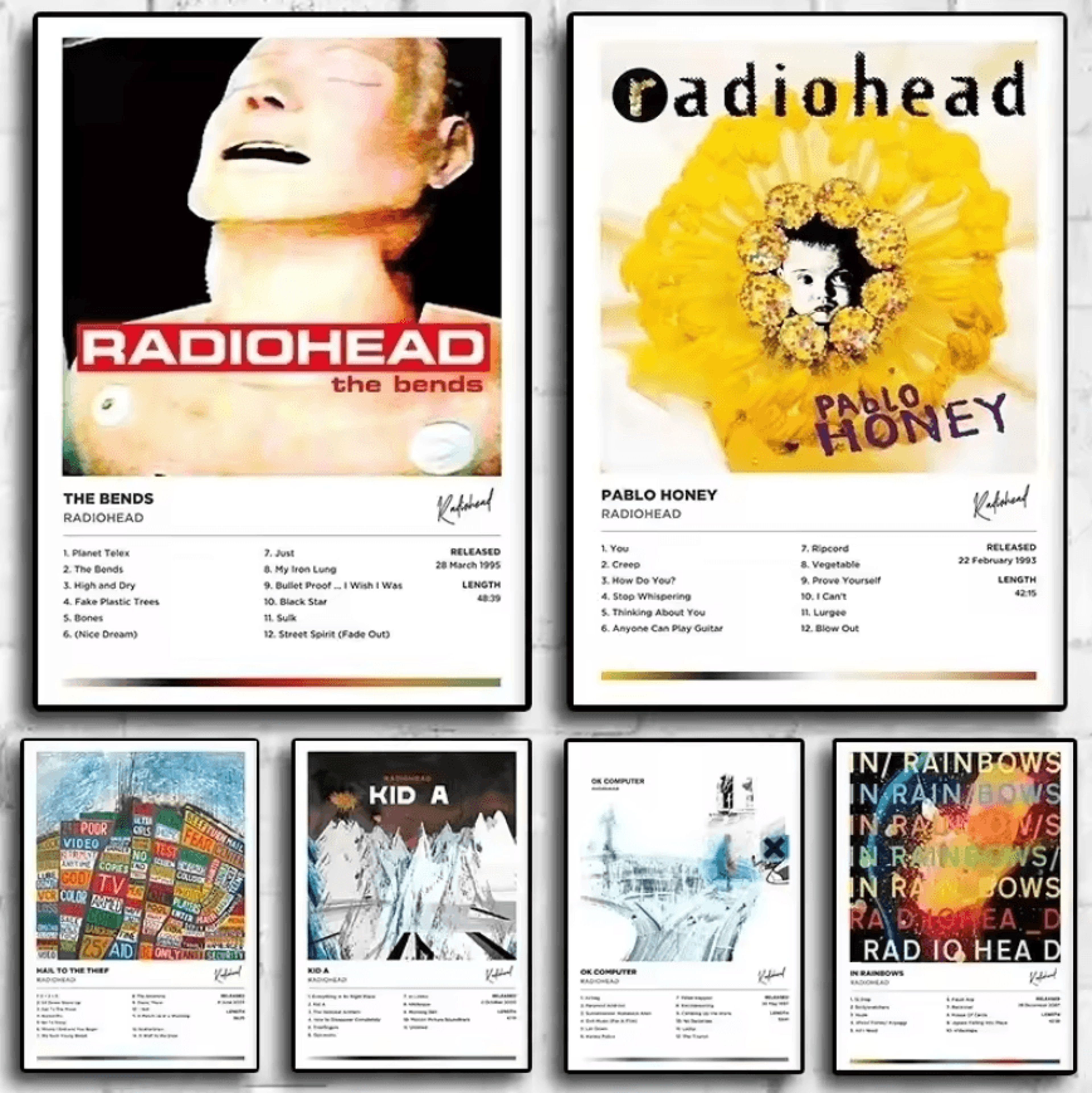 radiohead the bends album cover canvas poster – vintage rock wall art decor